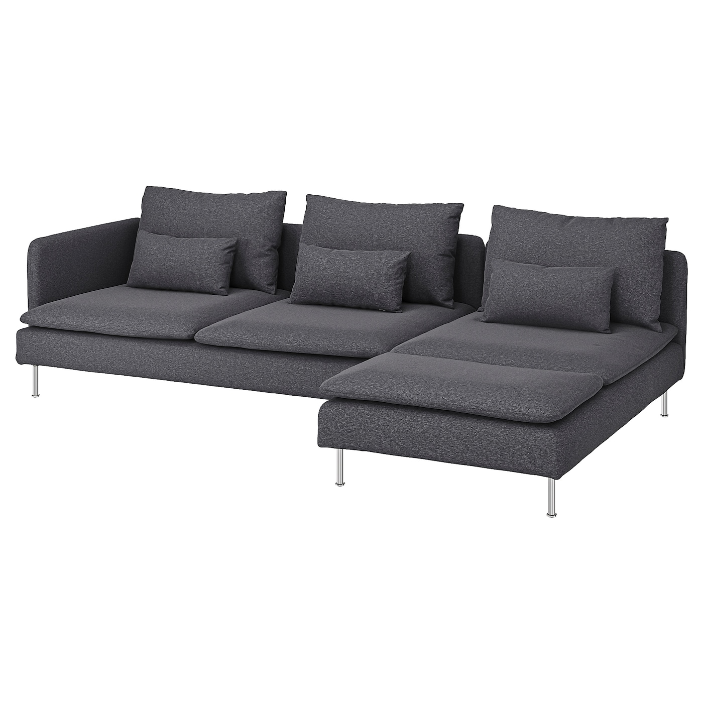 IKEA SÖDERHAMN sofa 4-osobowa z szezlongiem, i otwarty koniec/Gunnared średnioszary, Szerokość: 285 cm
