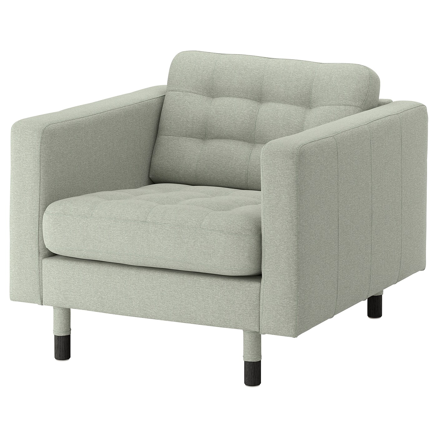 IKEA LANDSKRONA fotel, Gunnared jasnozielony/drewno/czarny, Szerokość: 89 cm