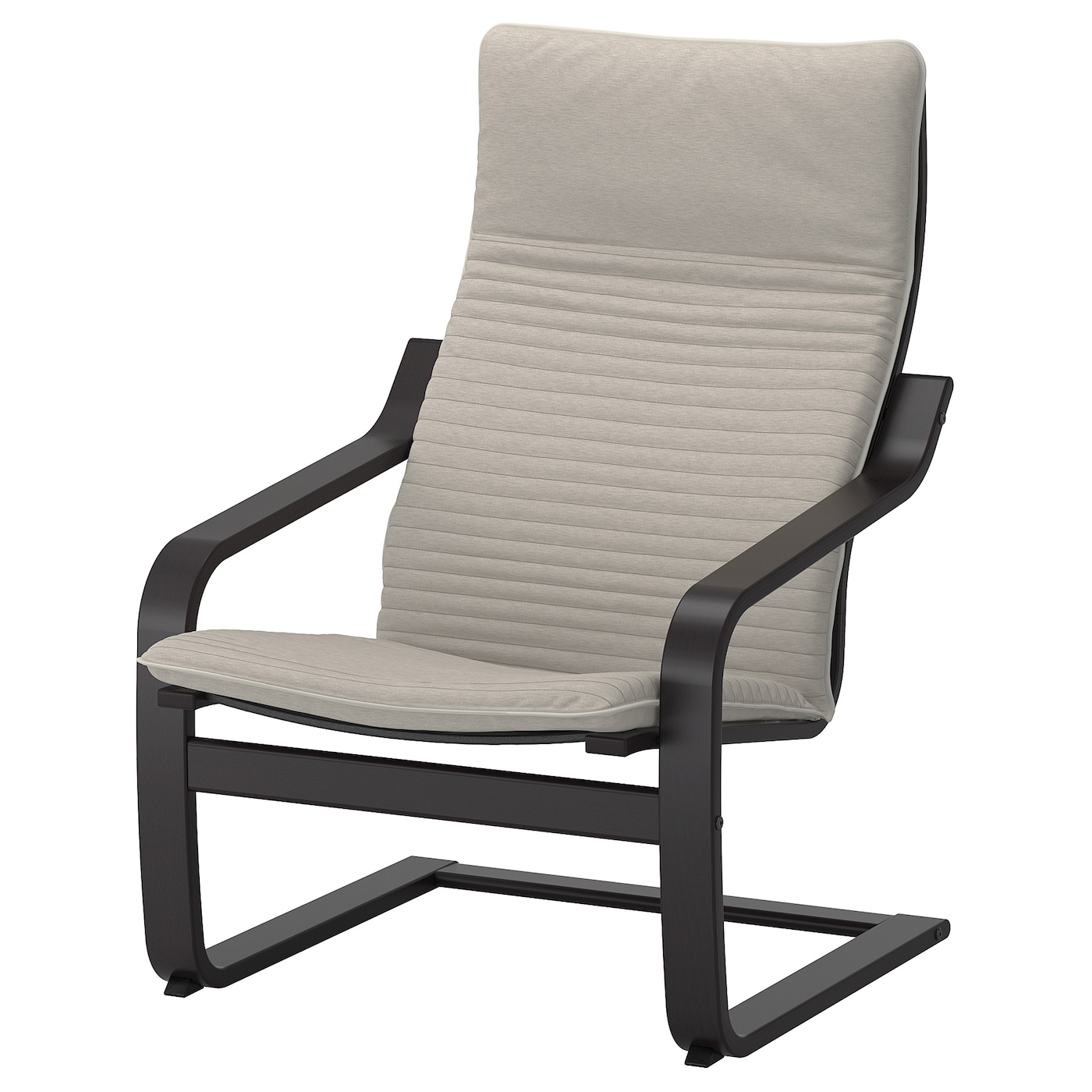 IKEA POÄNG fotel, czarnybrąz/Knisa jasnobeżowy, Szerokość: 68 cm