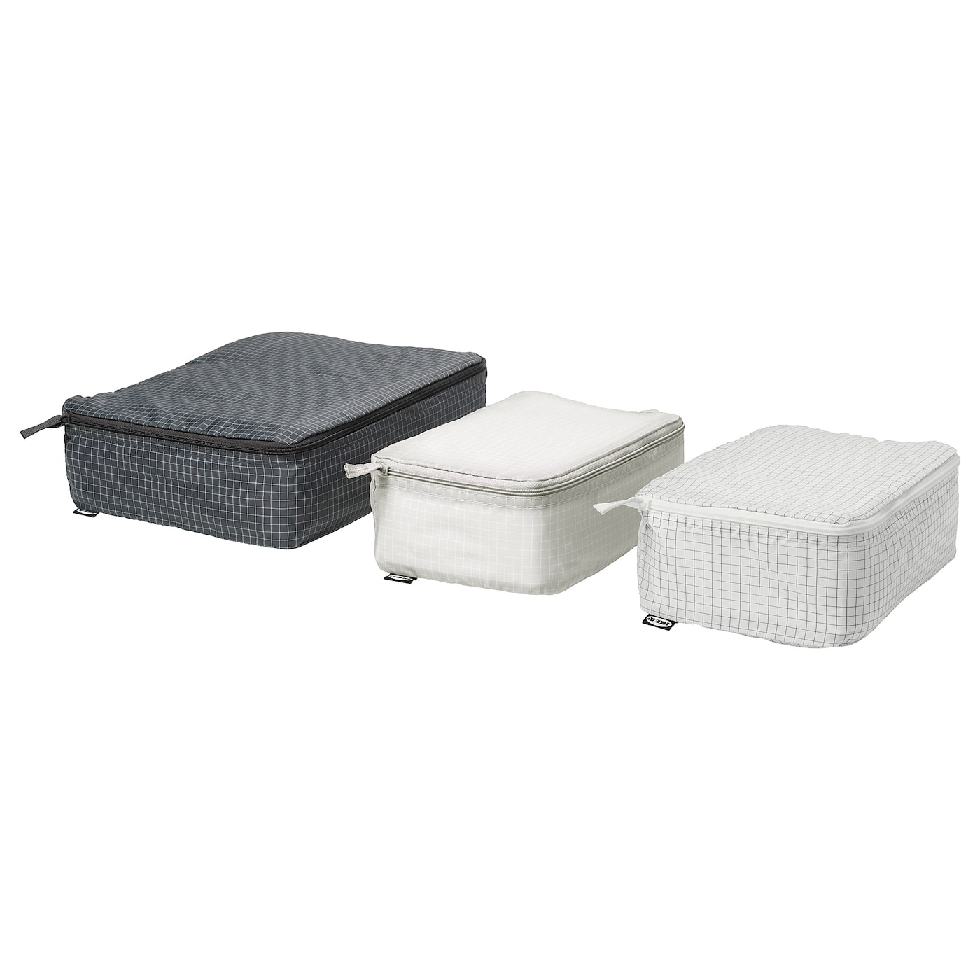 IKEA RENSARE worki na ubrania kpl. 3 szt, kratka/szary czarny