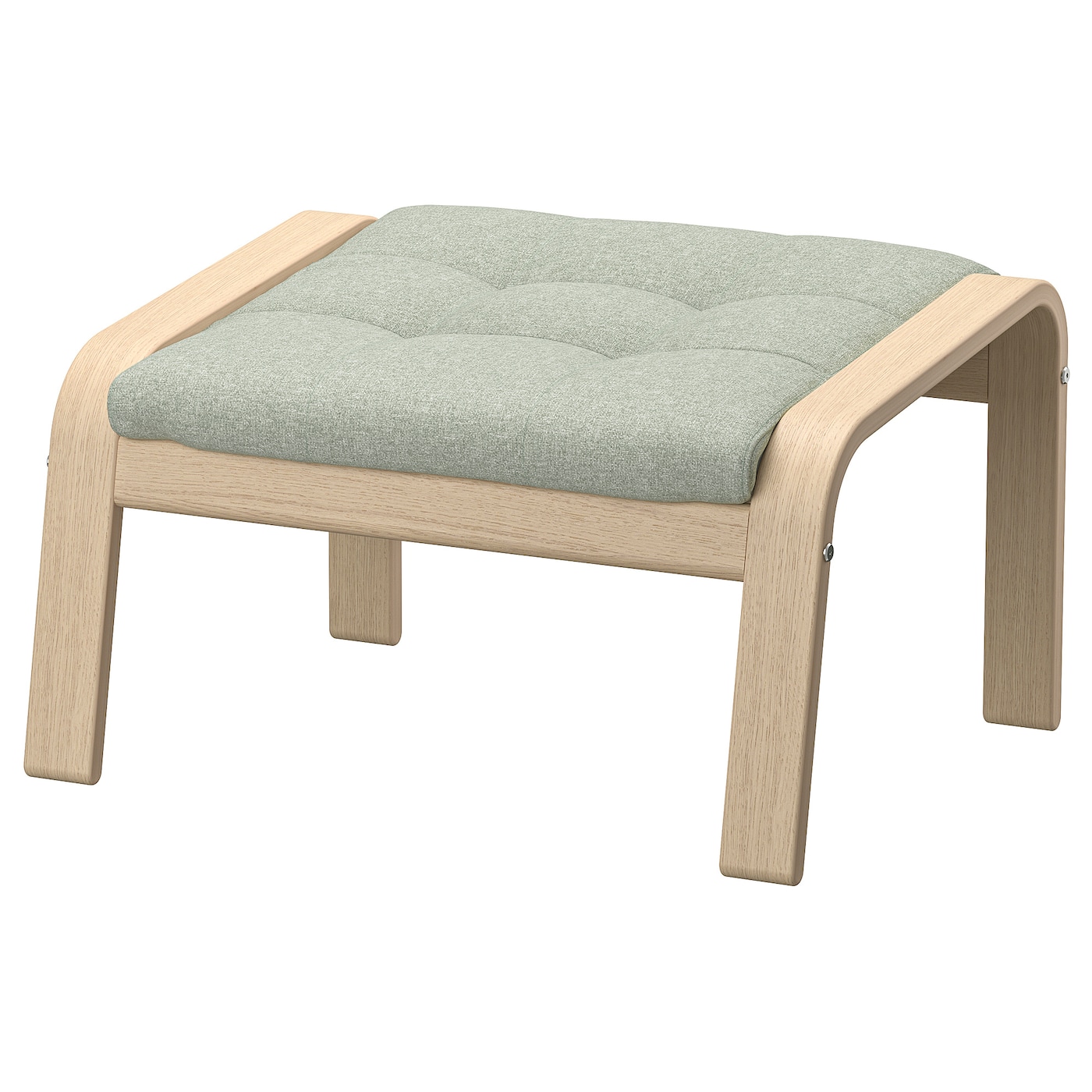 IKEA POÄNG podnóżek, okleina dębowa bejcowana na biało/Gunnared jasnozielony, Szerokość: 68 cm