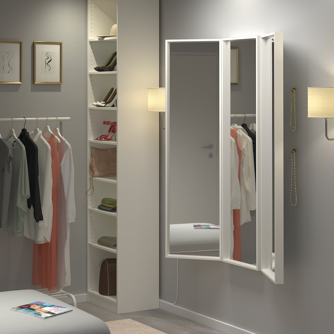 IKEA NISSEDAL kombinacja luster, biały, 130x150 cm