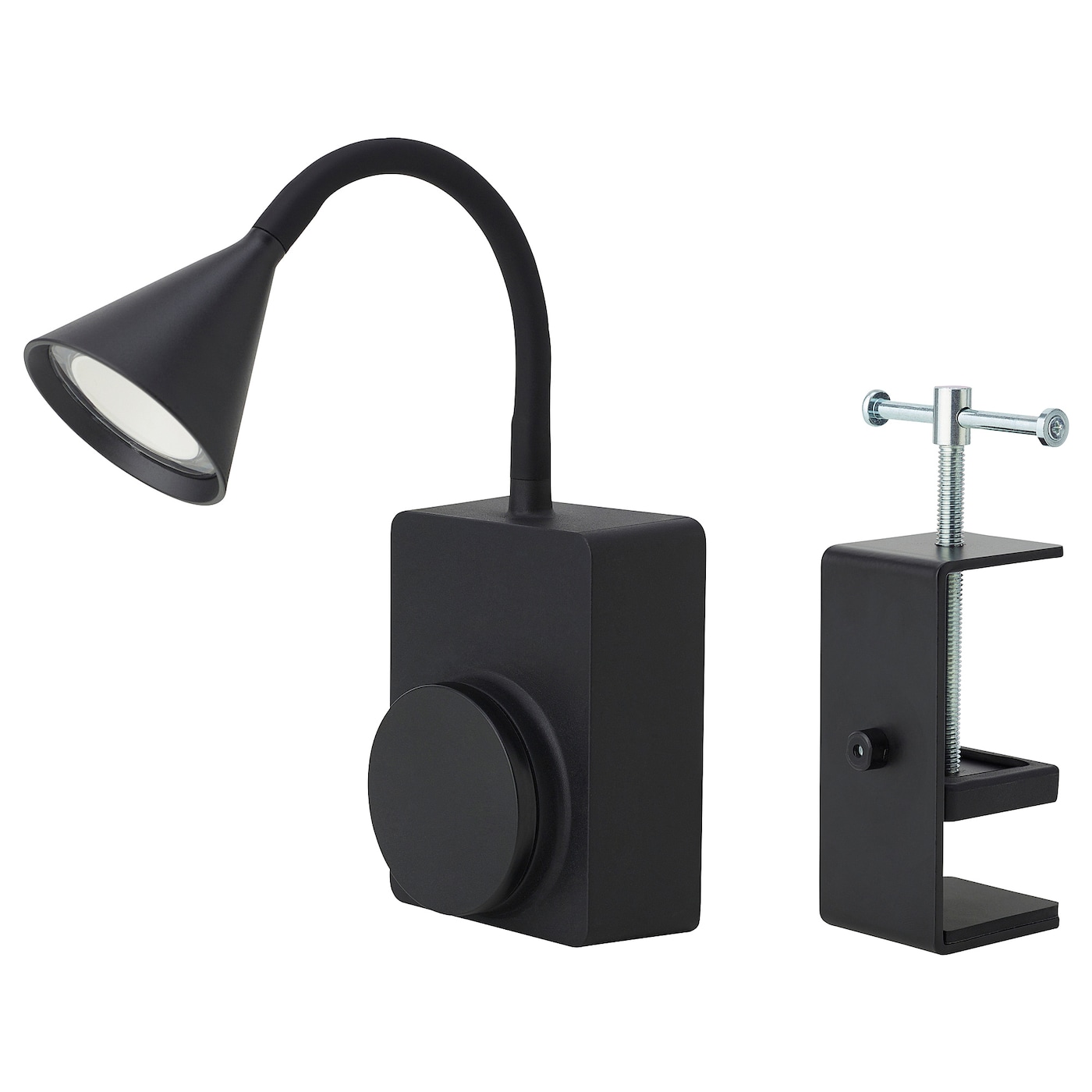 IKEA TÅGVIRKE reflektor LED z klipsem, na baterie zewnętrzne/można przyciemniać czarny, Wysokość: 27 cm