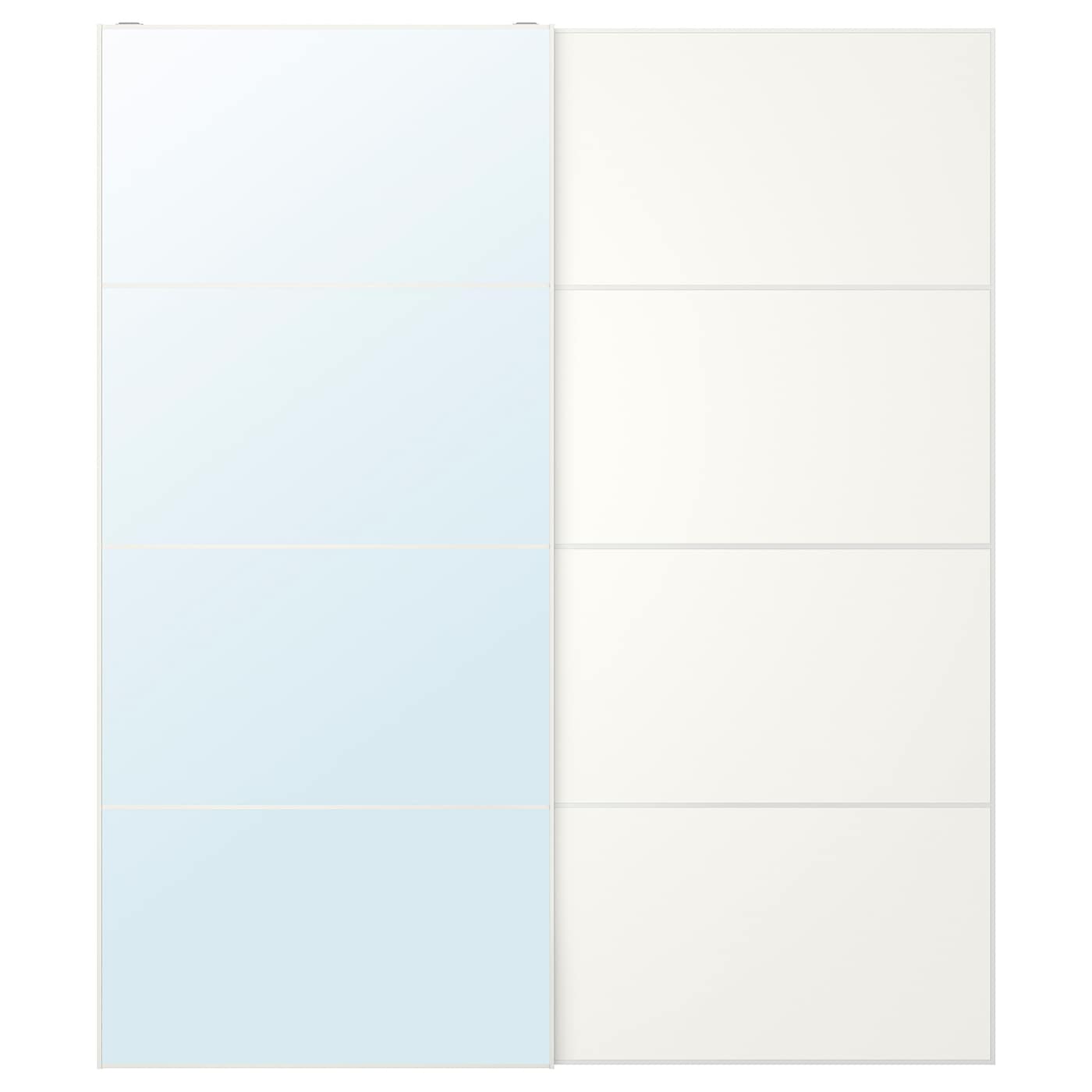 IKEA AULI / MEHAMN Drzwi przesuwne, biały lustro/2str biały, 200x236 cm