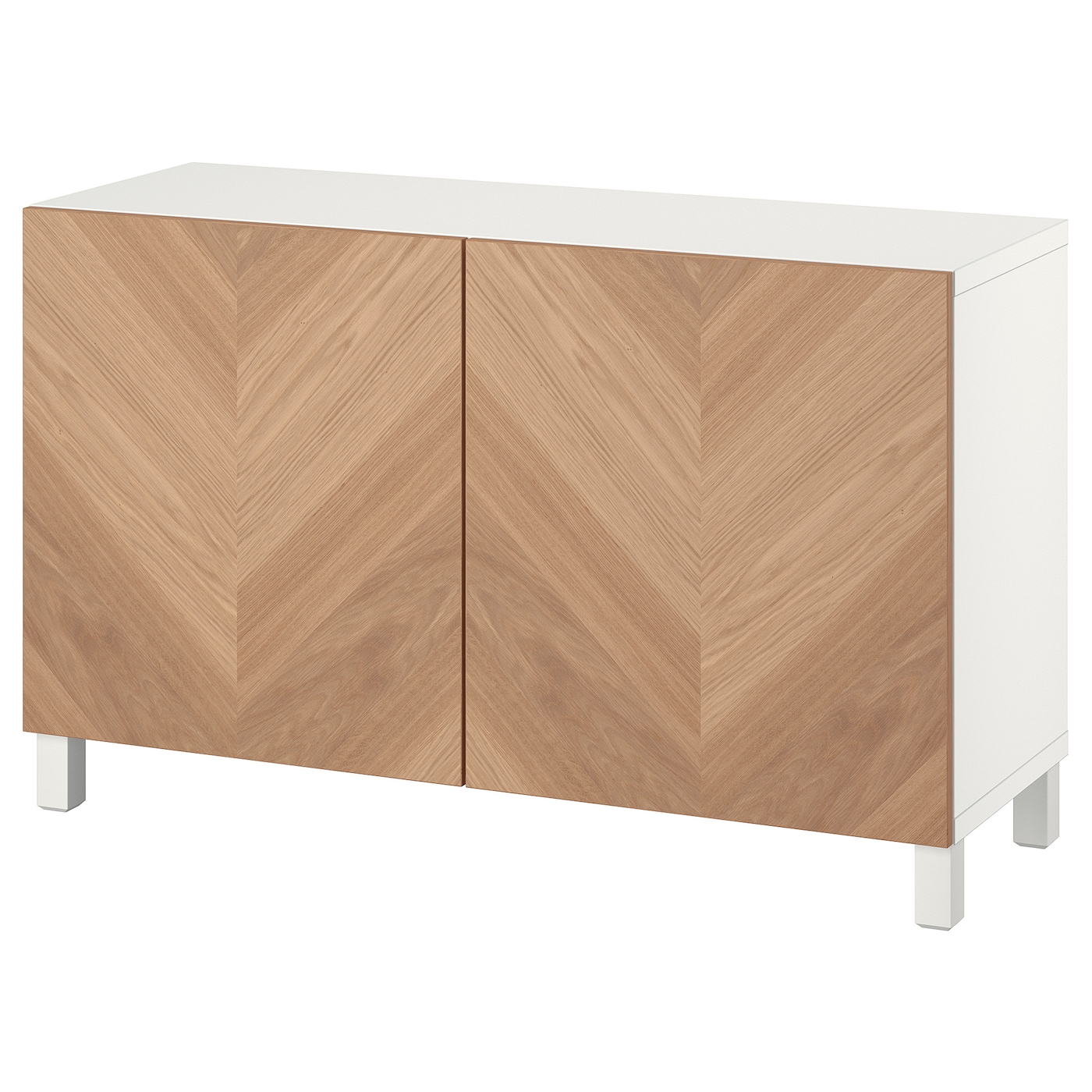 IKEA BESTÅ kombinacja z drzwiami, biały/Hedeviken/Stubbarp okl dęb, 120x42x74 cm
