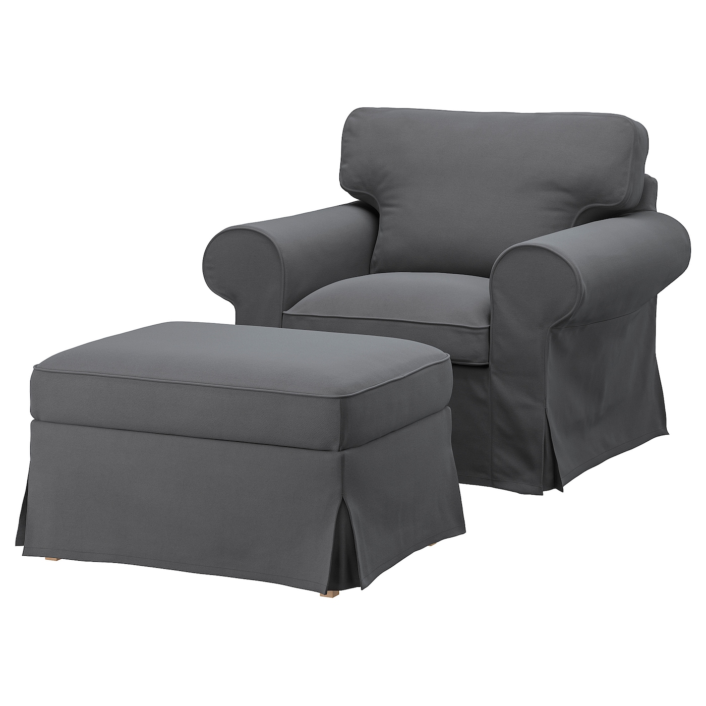 IKEA EKTORP fotel/podnóżek, Hakebo ciemnoszary