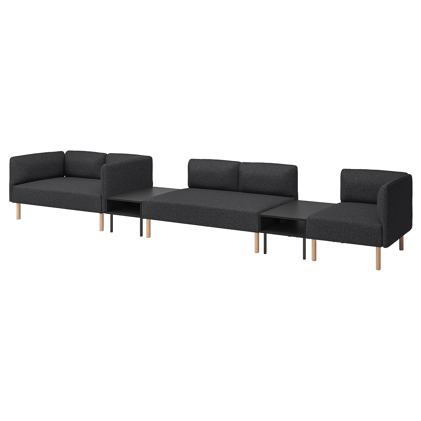 IKEA LILLEHEM 5-os sofa moduł ze stolikiem boczn, Gunnared/ciemnoszary drewno, Szerokość: 472 cm