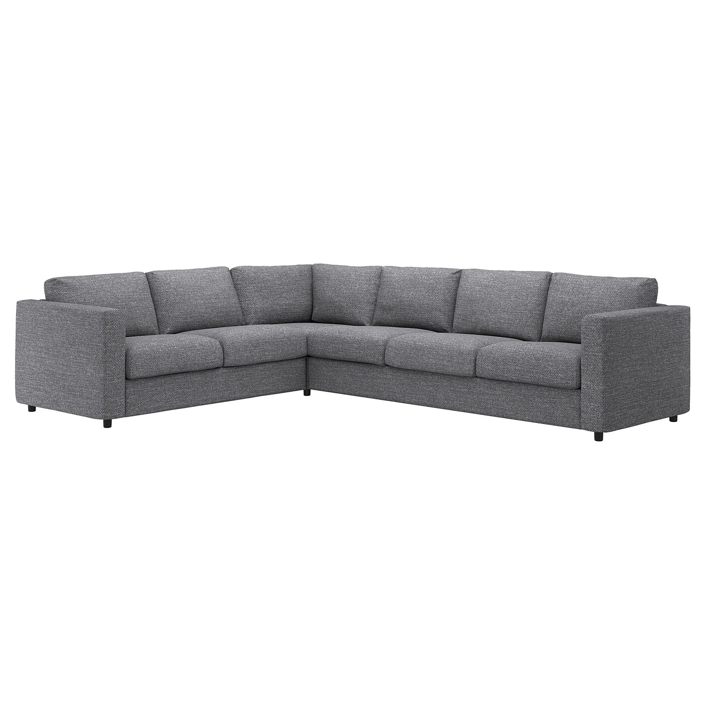 IKEA VIMLE sofa narożna 5-osobowa, Lejde szary-czarny, Wysokość z poduchami oparcia: 83 cm