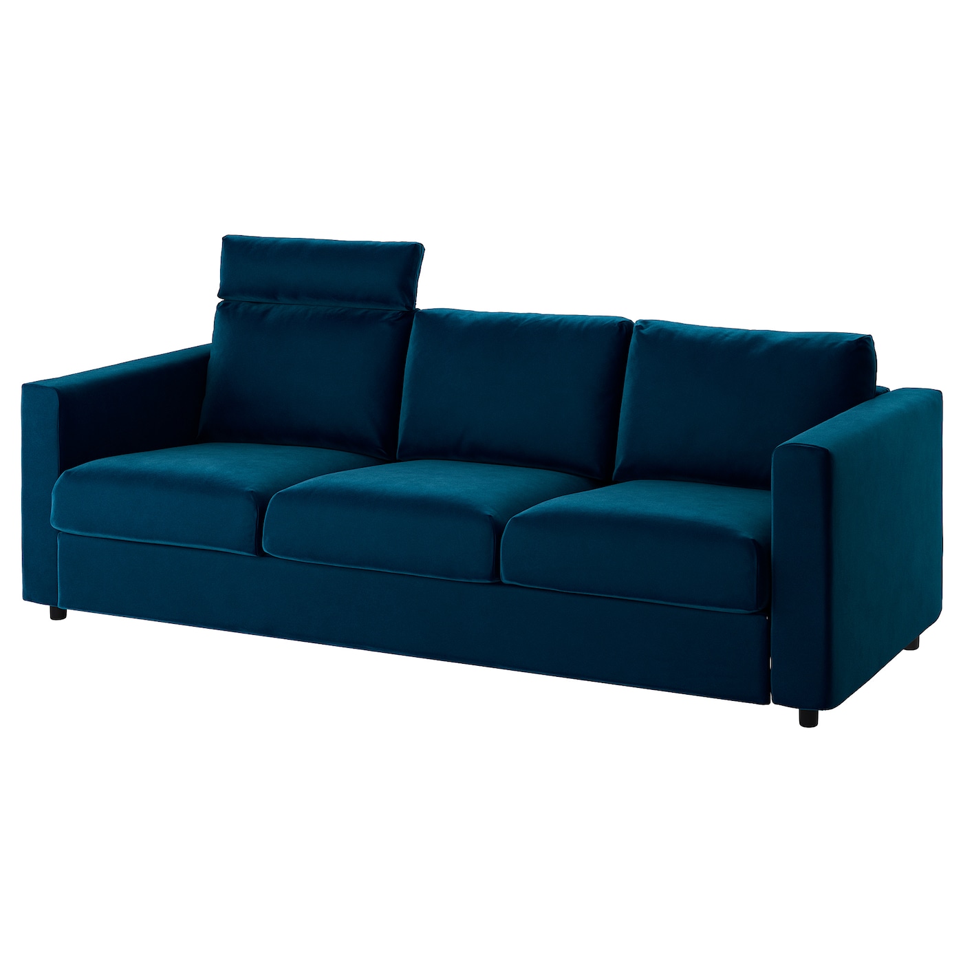 IKEA VIMLE sofa 3-osobowa, z zagłówkiem/Djuparp ciemnozielononiebieski, Wysokość z zagłówkiem: 103 cm