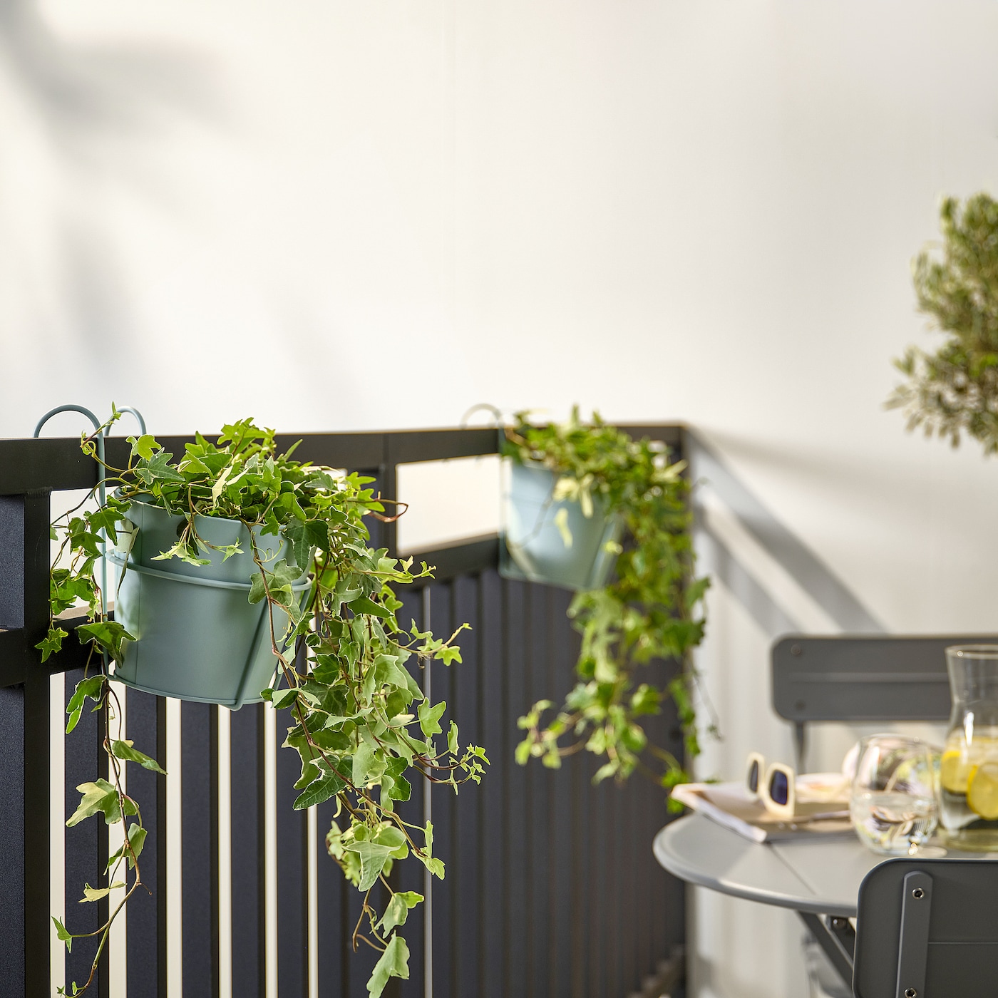 IKEA VITLÖK doniczka z uchwytem, do wewnątrz/na zewnątrz/turkusowy, 15 cm