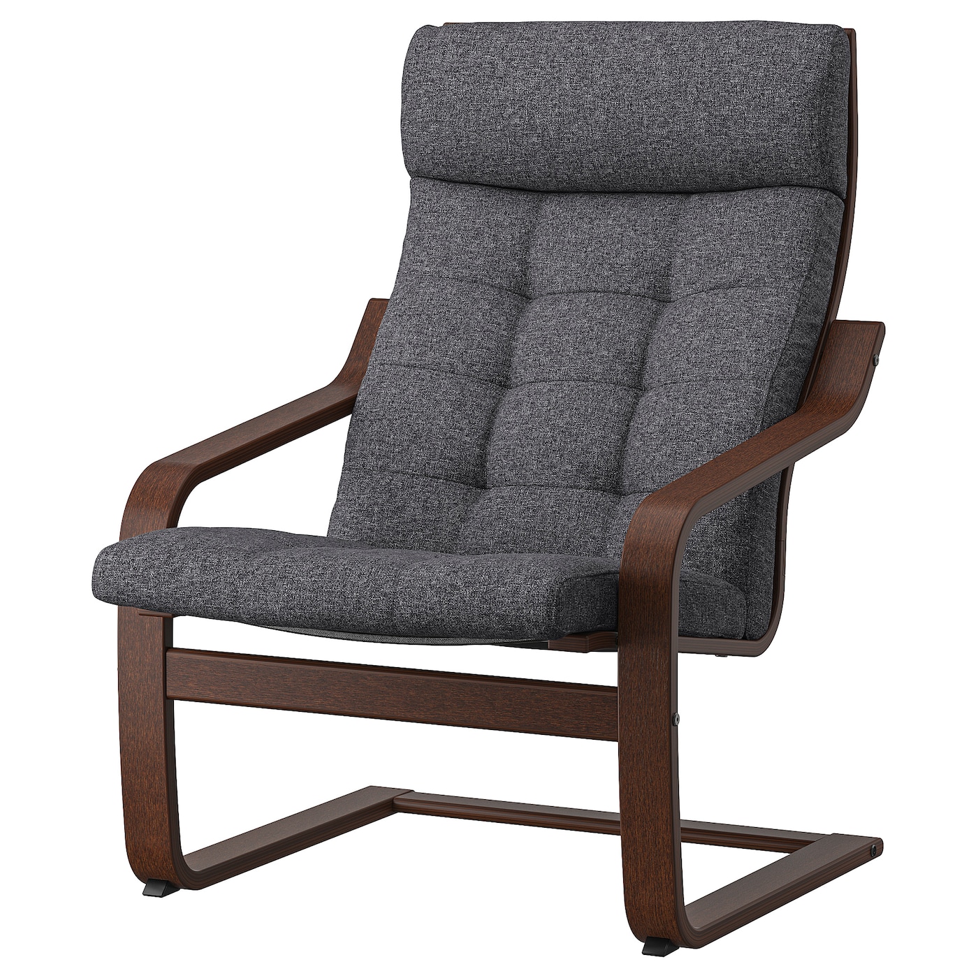 IKEA POÄNG fotel, brązowy/Gunnared ciemnoszary, Szerokość: 68 cm