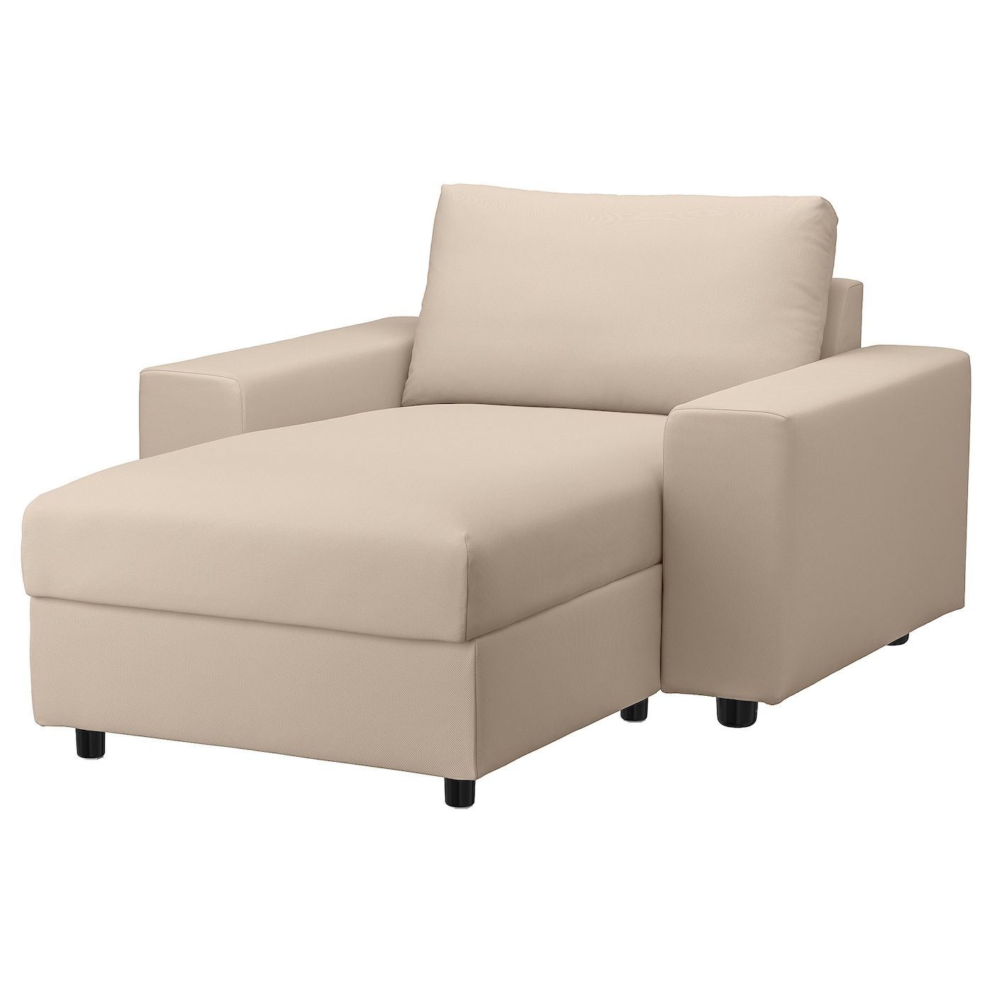 IKEA VIMLE szezlong, z szerokimi podłokietnikami/Hallarp beżowy, Wysokość z poduchami oparcia: 83 cm