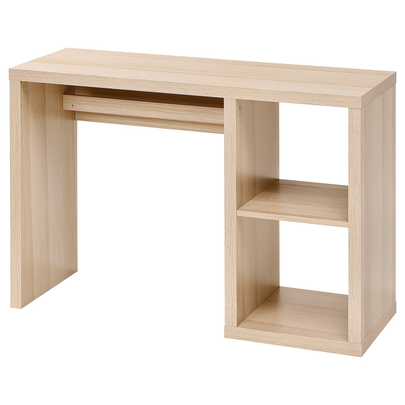 IKEA KALLAX biurko, biała bejca/imit. dębu, 111x39 cm