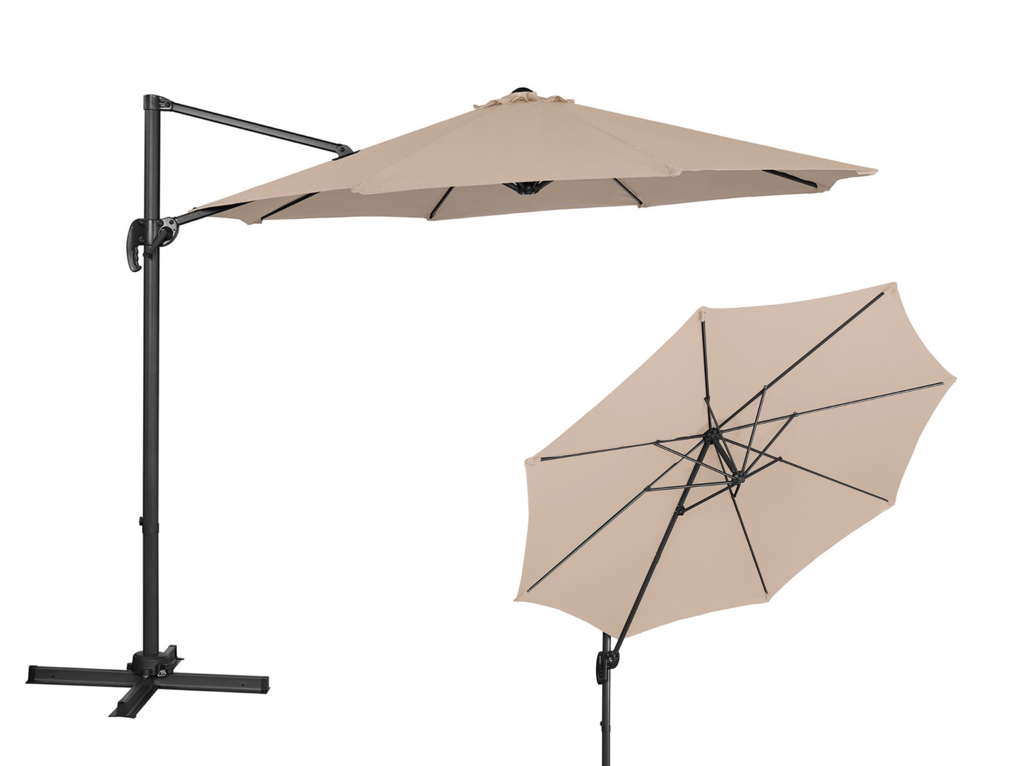 Parasol ogrodowy z wysięgnikiem okrągy 300cm kremowy