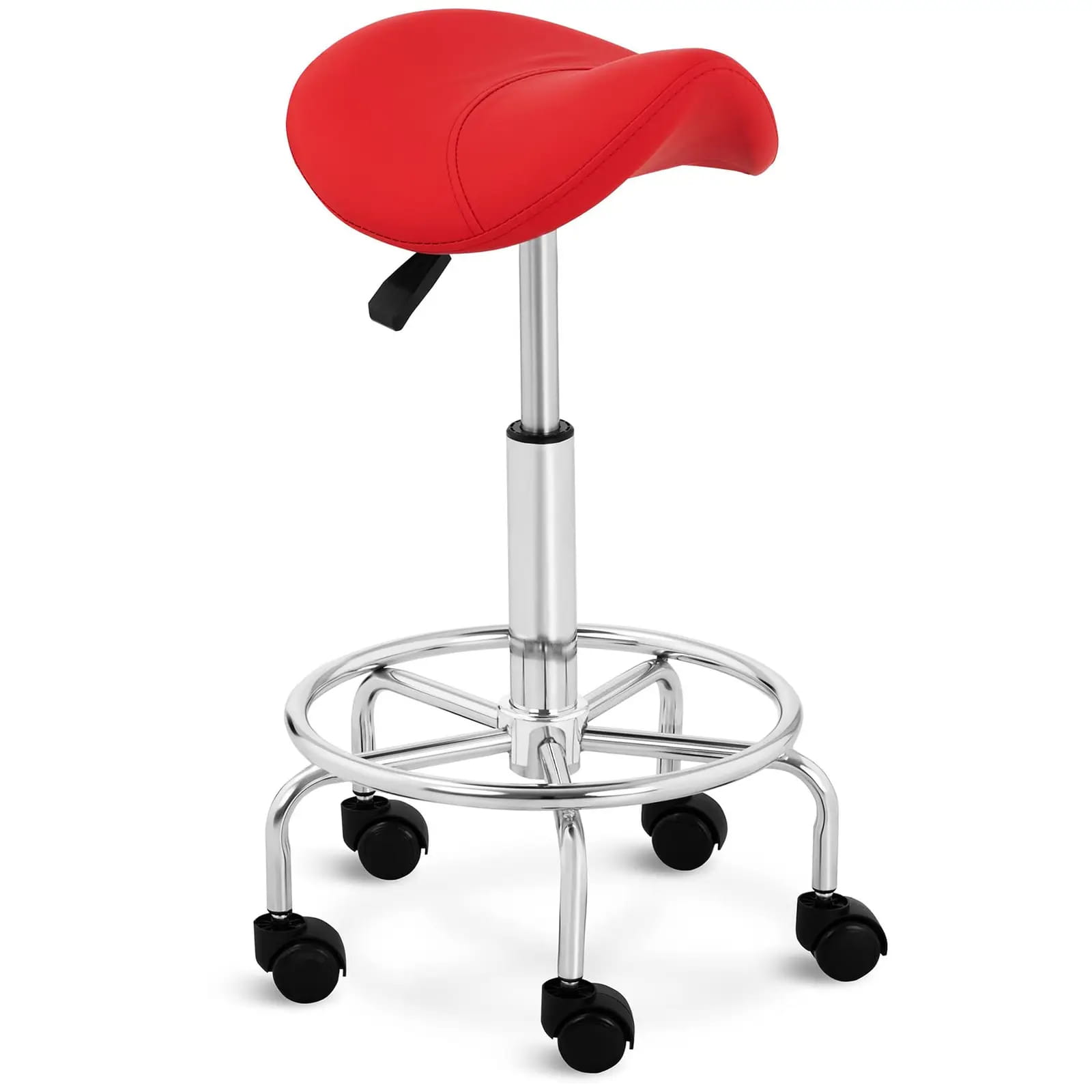 Taboret ergonomiczny, krzesło siodłowe z podnóżkiem czerwone | 10040299