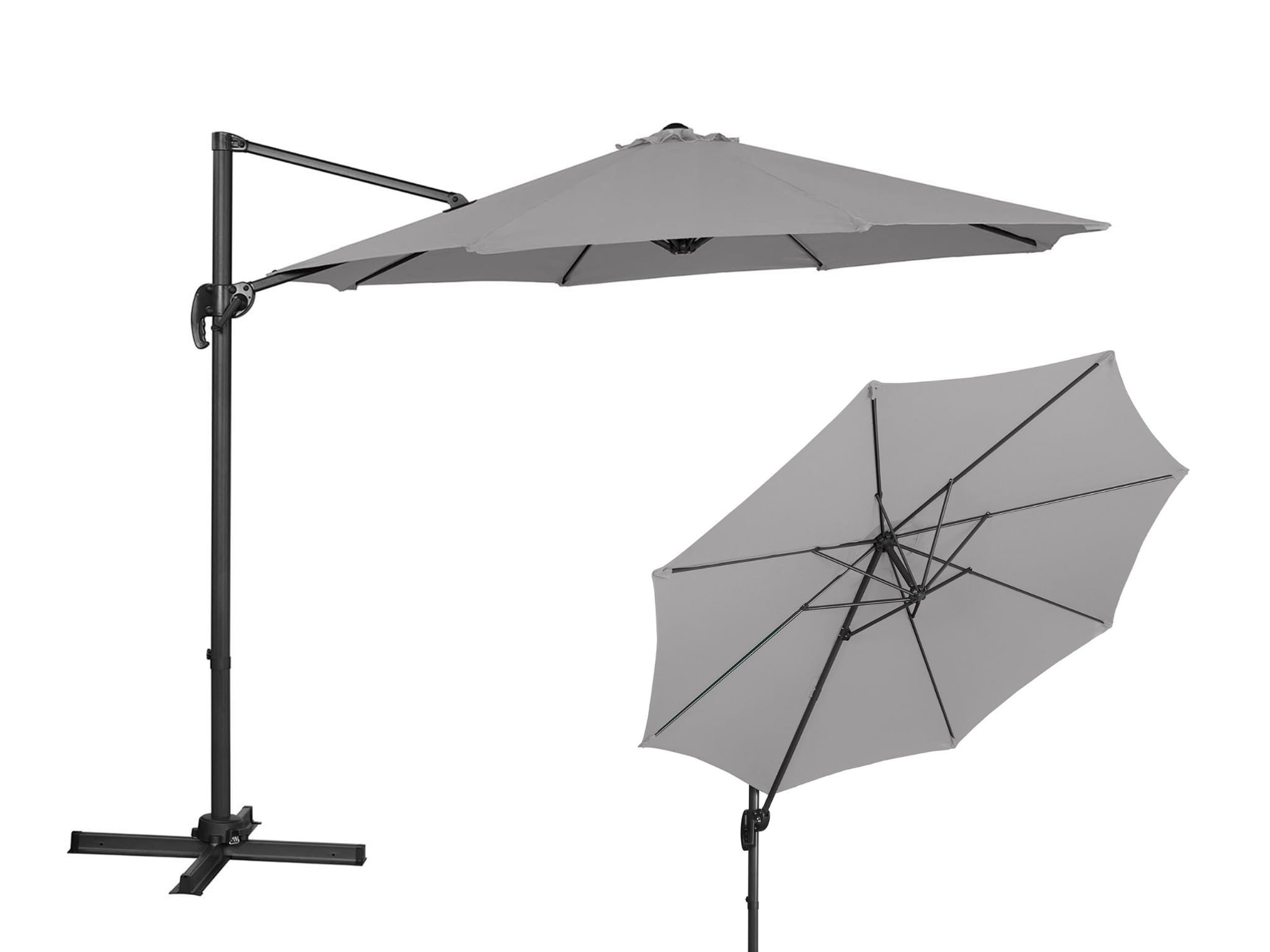 Parasol ogrodowy z wysięgnikiem okrągy 300cm szary
