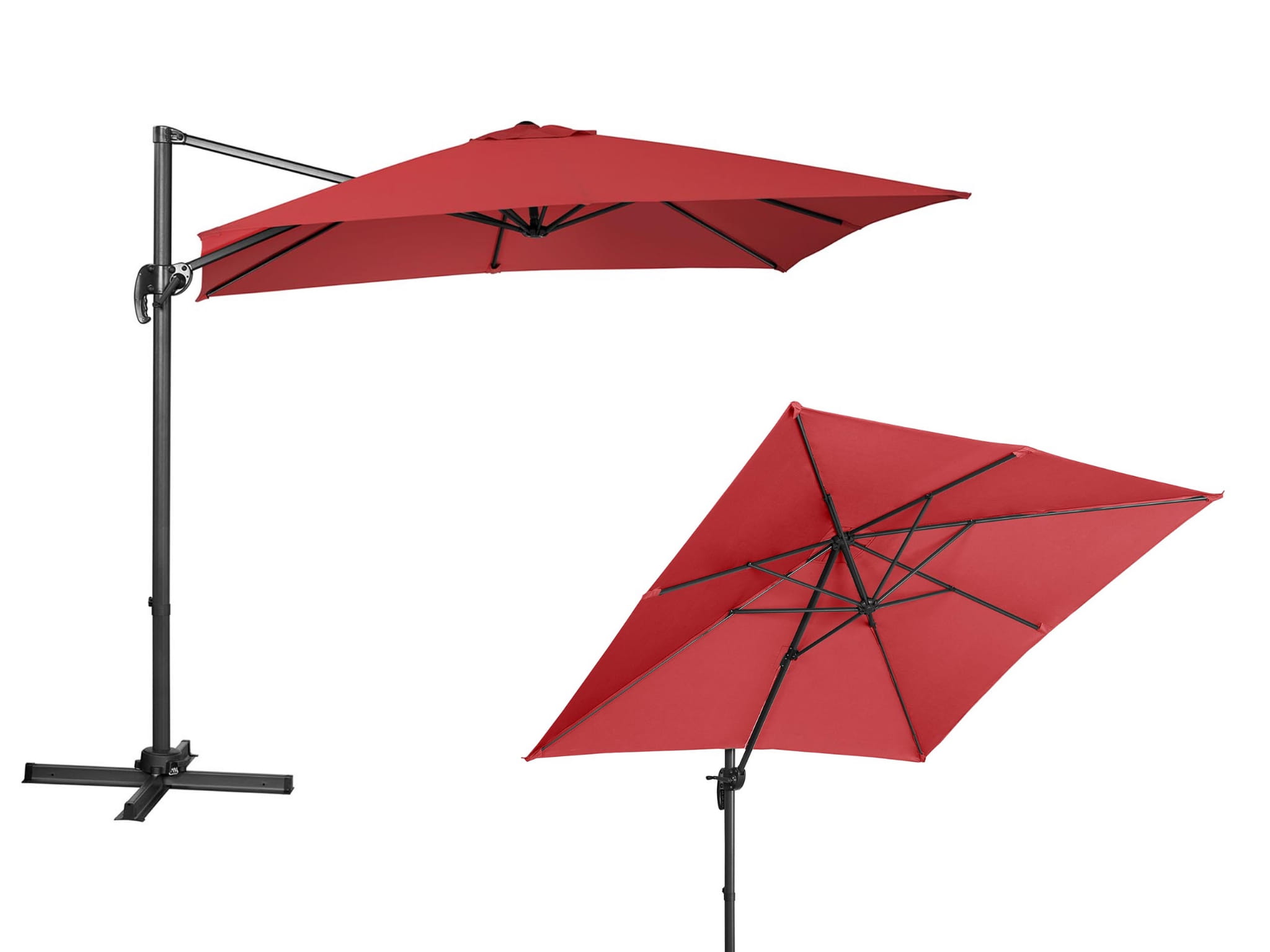 Parasol ogrodowy z wysięgnikiem obrotowy kwadratowy 2,5x2,5m bordowy