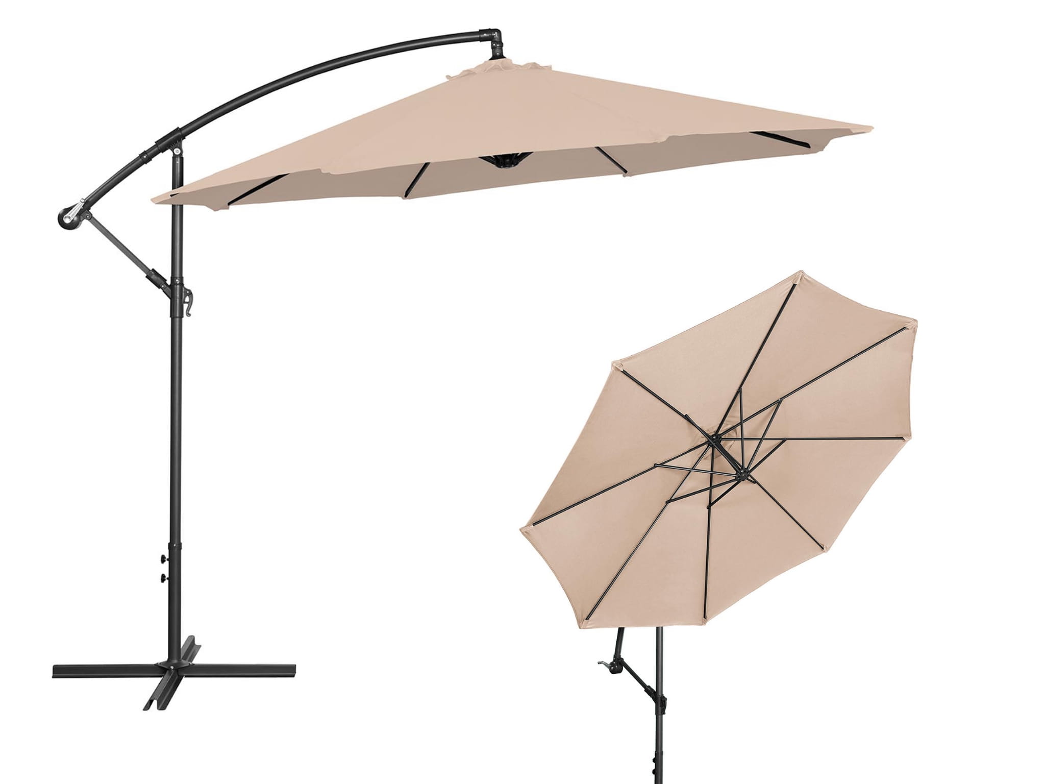 Parasol ogrodowy wiszący odchylany 3m kremowy