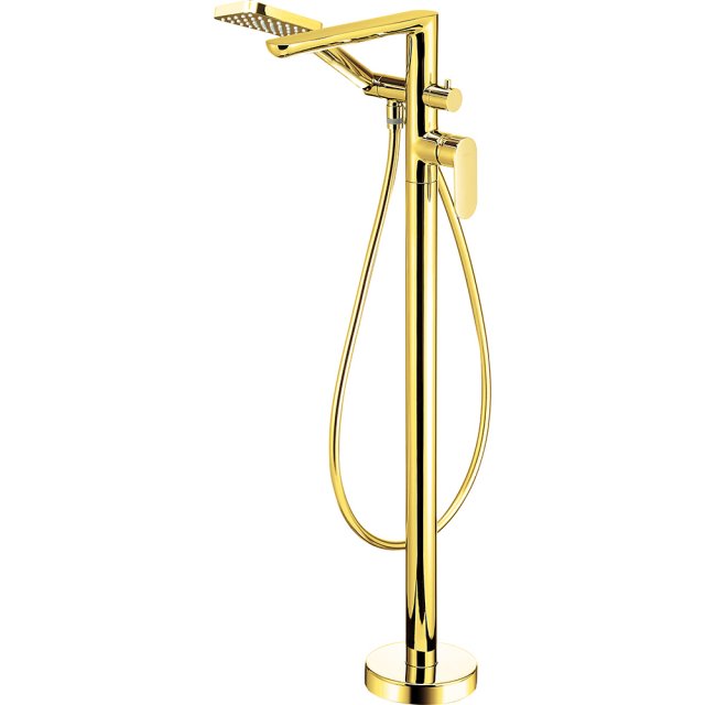 DEANTE Bateria wannowa wolnostojąca ALPINIA gold z zestawem prysznico