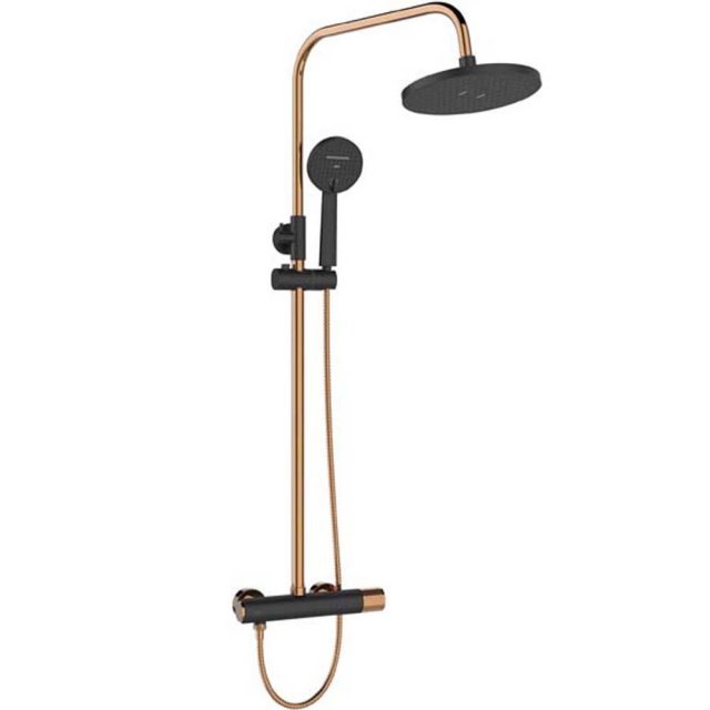 INVENA Deszczownica z baterią prysznicową MOONLIGHT czarna/rose gold