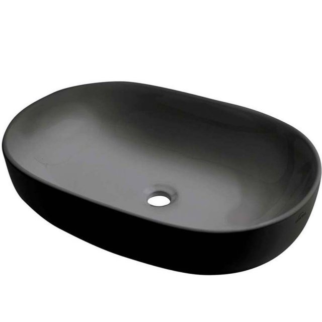 INVENA Umywalka nablatowa KORFU owalna czarna CE-34-005-C