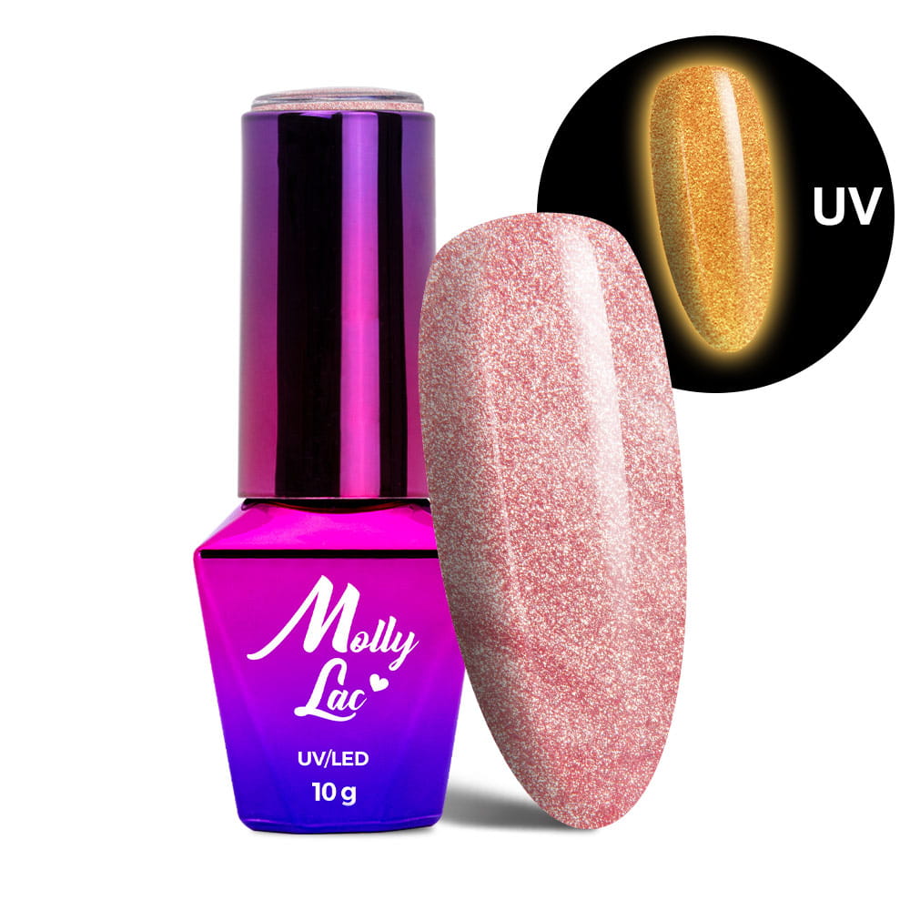 Lakier hybrydowy świecący w ciemności kocie oko MollyLac Night Glowing Introspectre HEMA/Di-HEMA Free 10g Nr 671