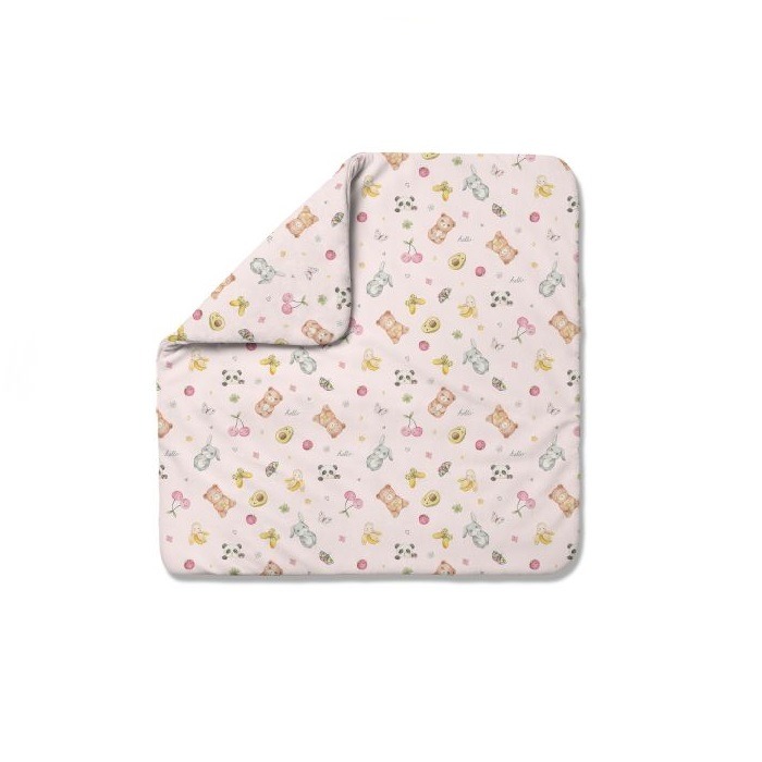 Waldin Bambusowa kołdra niemowlęca 75 x 75 cm ze wstęgą do rożka-Candy Cute Jasny Róż