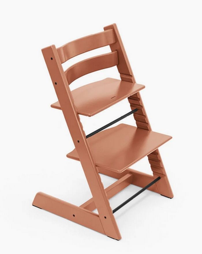 Stokke Tripp Trapp + zestaw Baby Set + tacka - rosnące krzesełko do karmienia z akcesoriami-Terracotta-White