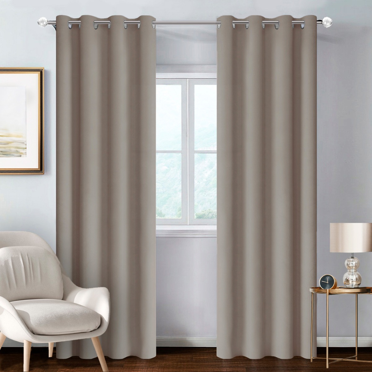 Zasłony gotowe 140 x 260 cm na przelotkach basic boho beż - Alena Firany