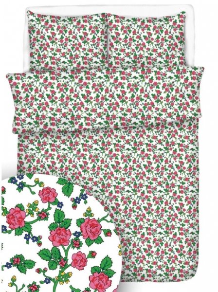 Pościel kora PREMIUM 140x200, 100% bawełna wz. Różyczki góralskie