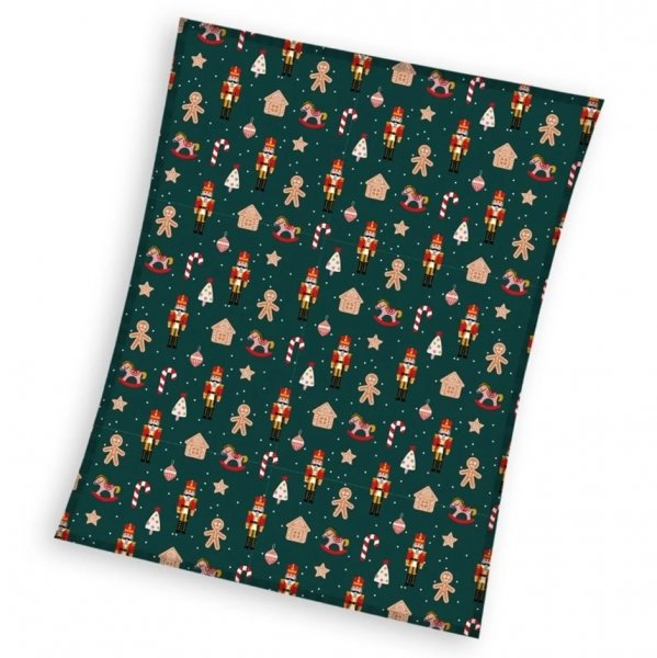 Koc z mikrofibry CORAL 150x200 wz. CHRISTMAS PIERNIKI ZIELONY