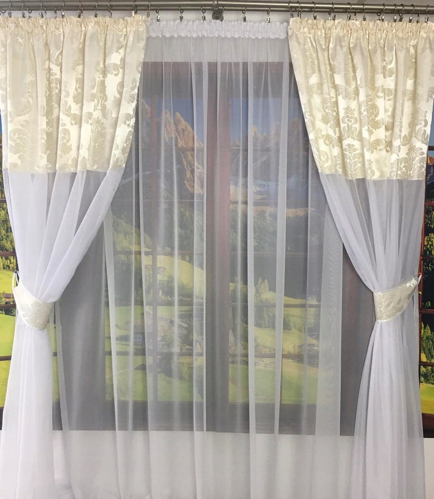Komplet firan i zasłon do salonu 220x400cm Kremo – Eleganckie Wykończenie