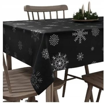 ŚNIEŻKI Obrus wodoodporny VELVET 110x160 czarny - nowoczesność i styl".