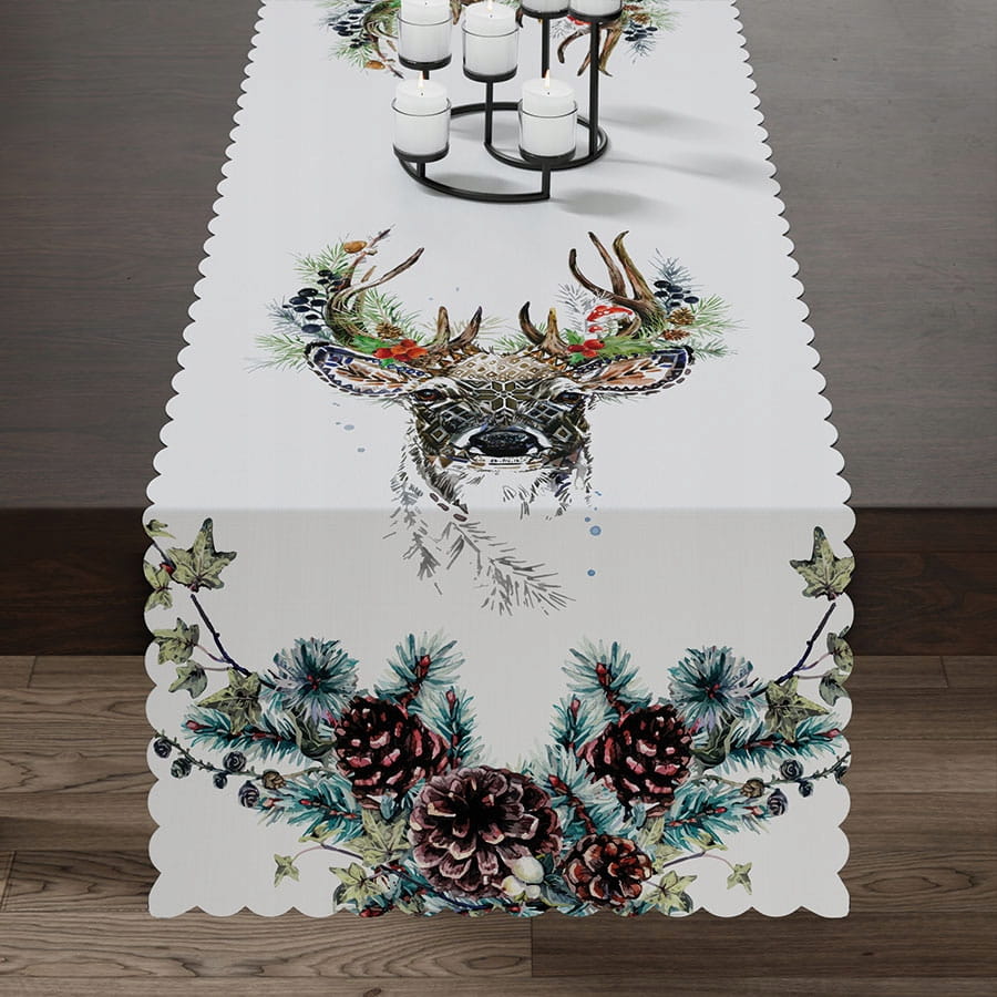 JELEŃ BOHO Bieżnik wododporny, 38x160cm - Idealny na Stół