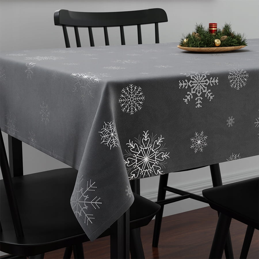 ŚNIEŻKI Obrus wodoodporny VELVET 140x180 - szary, idealny na elegancką