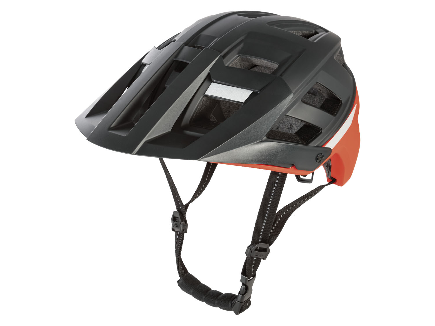 Crivit Kask rowerowy MTB z systemem wentylacji S/M, Czarny/pomarańczowy
