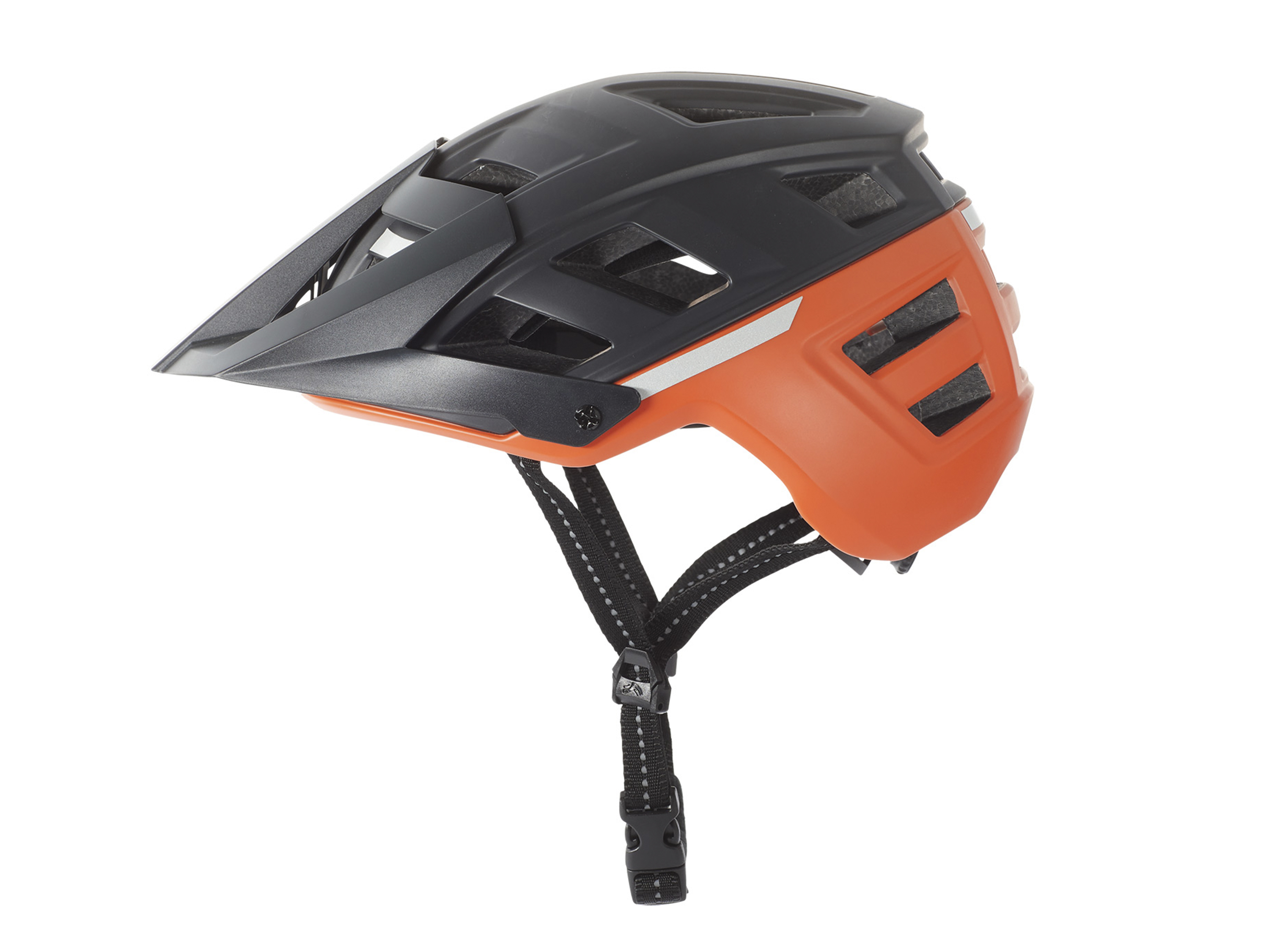 Crivit Kask rowerowy MTB damski/męski, ze zdejmowanym wizjerem Czarny/pomarańczowy, Roz. M/L