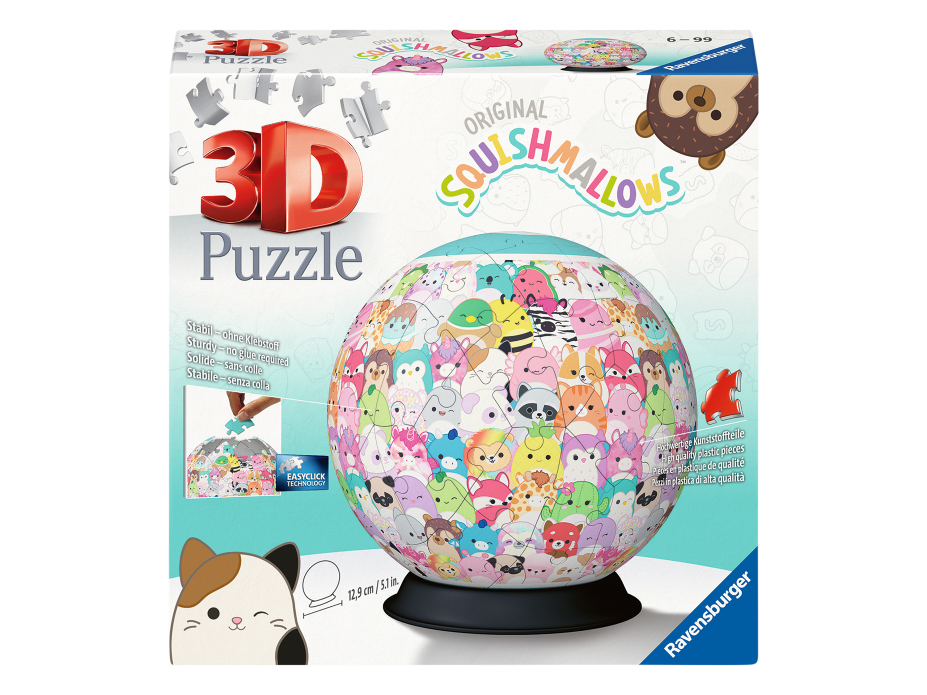 Ravensburger Puzzle 3D - piłka, ok. Ø 190 cm, 73 elementów Squishmallows