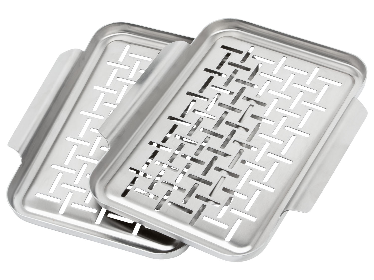 Grillmeister Tacki, patelnia lub koszyki do grillowania ze stali szlachetnej, 1 sztuka lub 1 zestaw Taca do grillowania, 2 sztuki