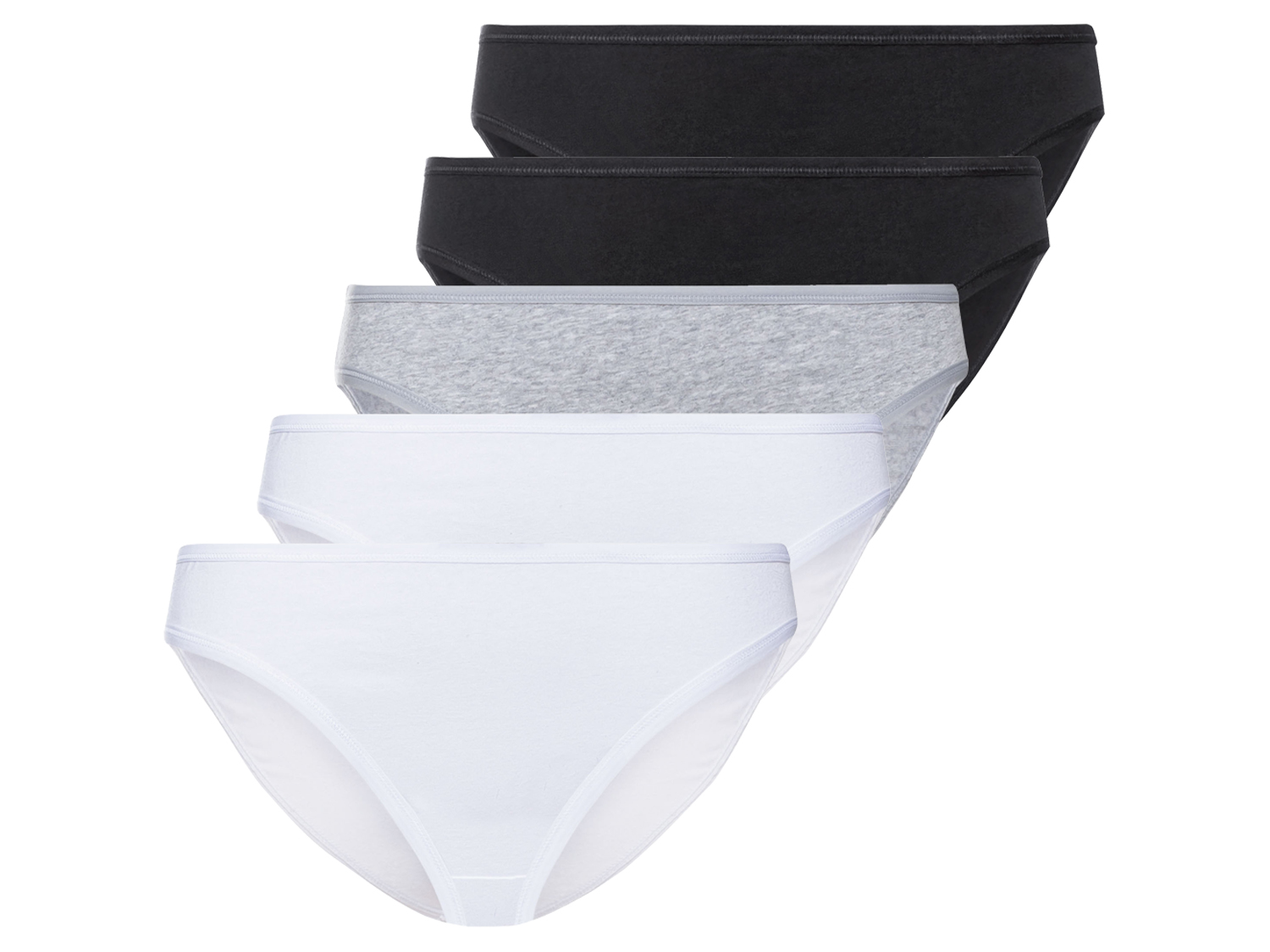 esmara Figi damskie XXL z bawełny, 5 par XL 48/50, Czarny/ szary/ biały