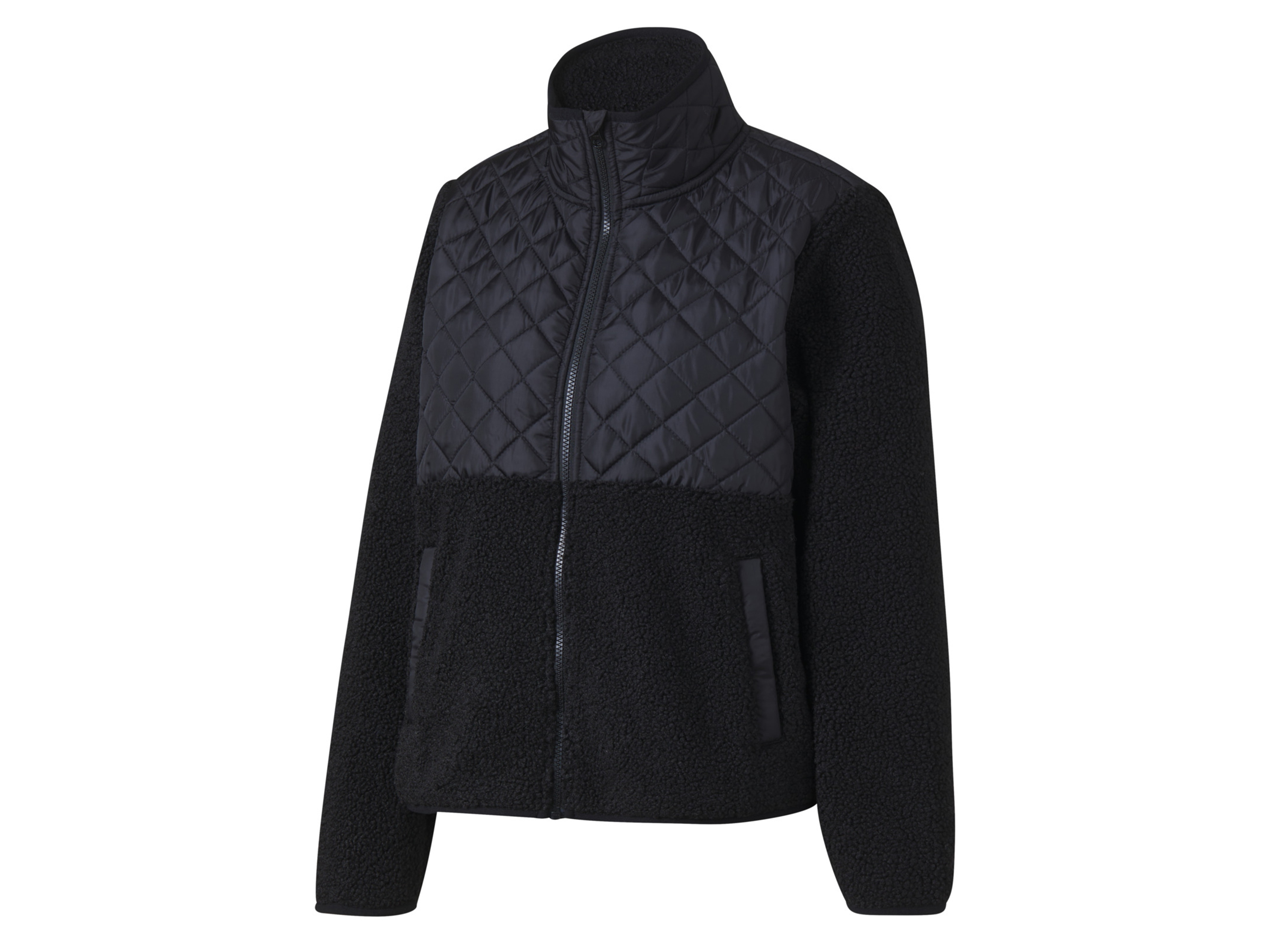 Crivit Kurtka damska z polaru sherpa Czarny, M 40/42