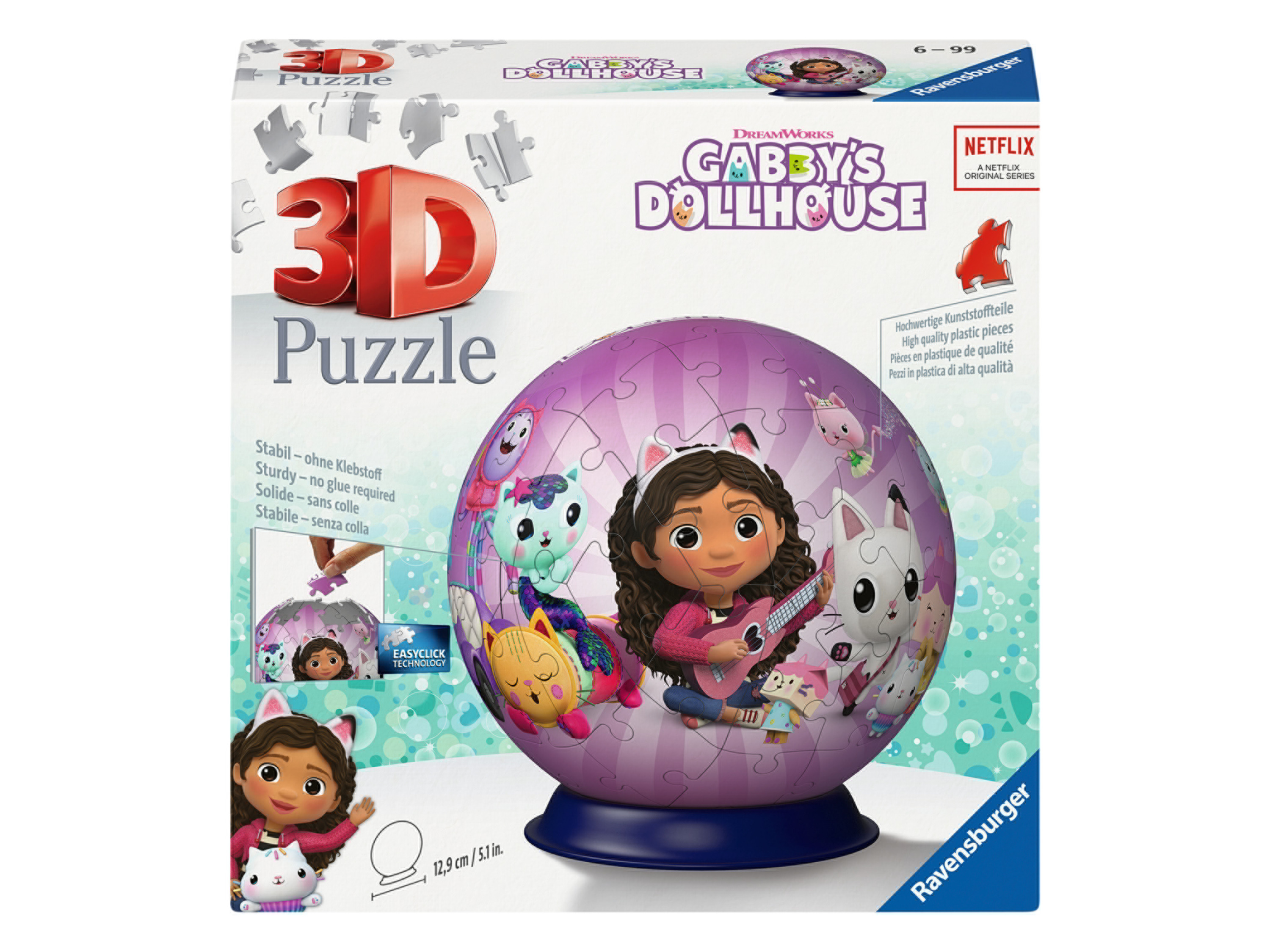 Ravensburger Puzzle 3D - piłka, ok. Ø 190 cm, 73 elementów Domek dla lalek Gabby