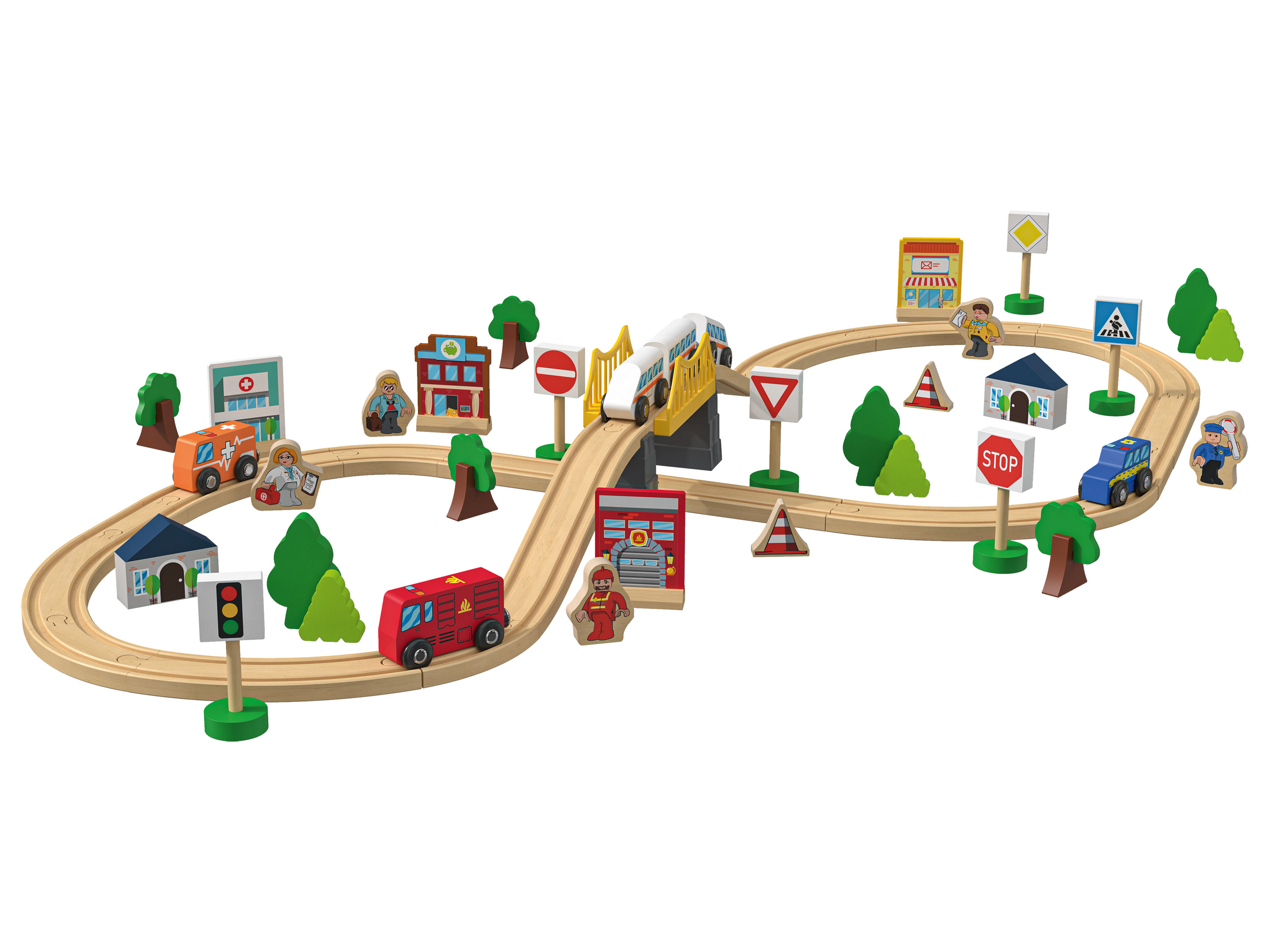 Playtive Drewniana kolejka Miasto lub Farma Miasto