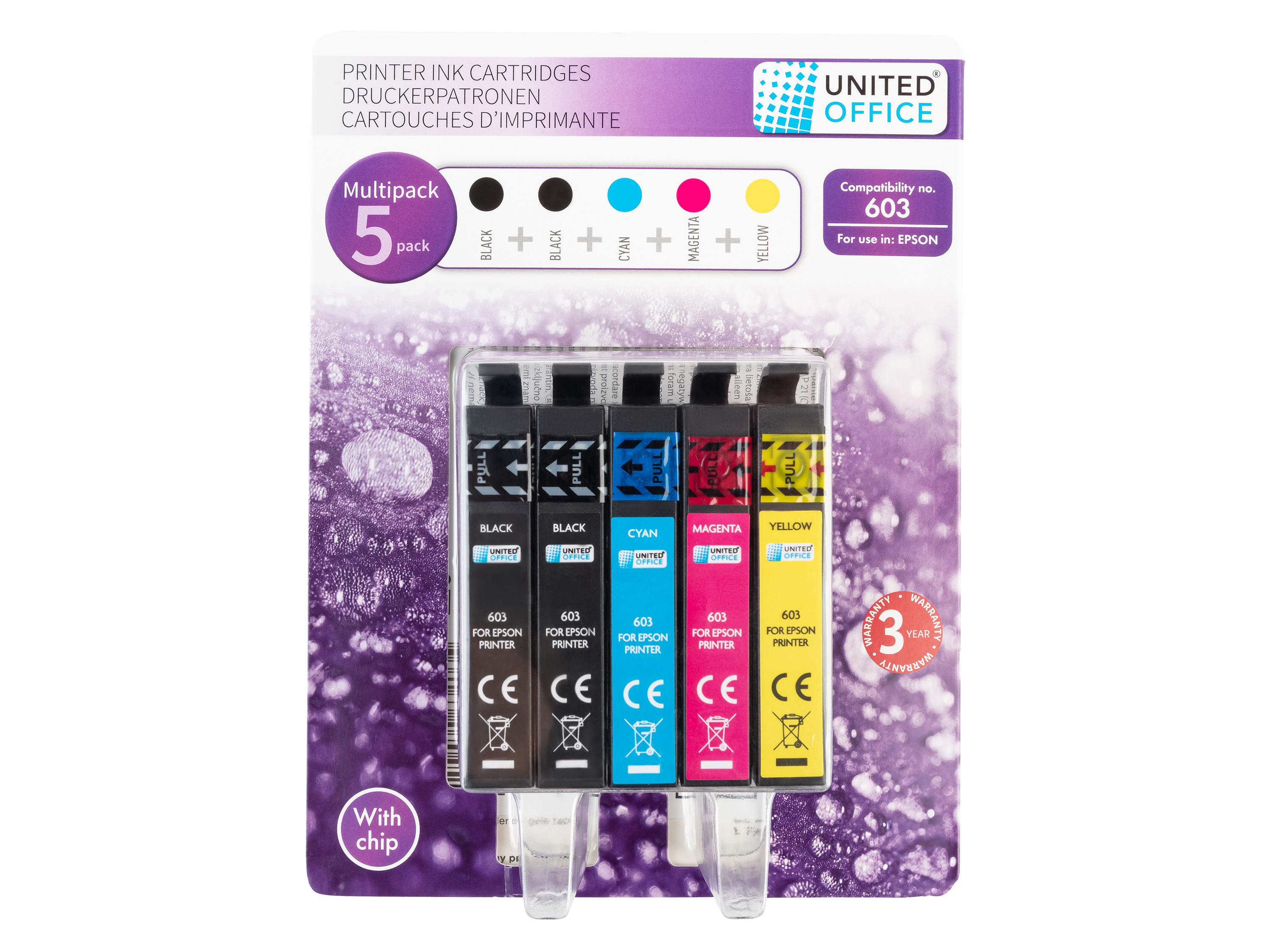 United Office Wkłady atramentowe tusze do drukarki, 5 sztuk 603Xl, multipack