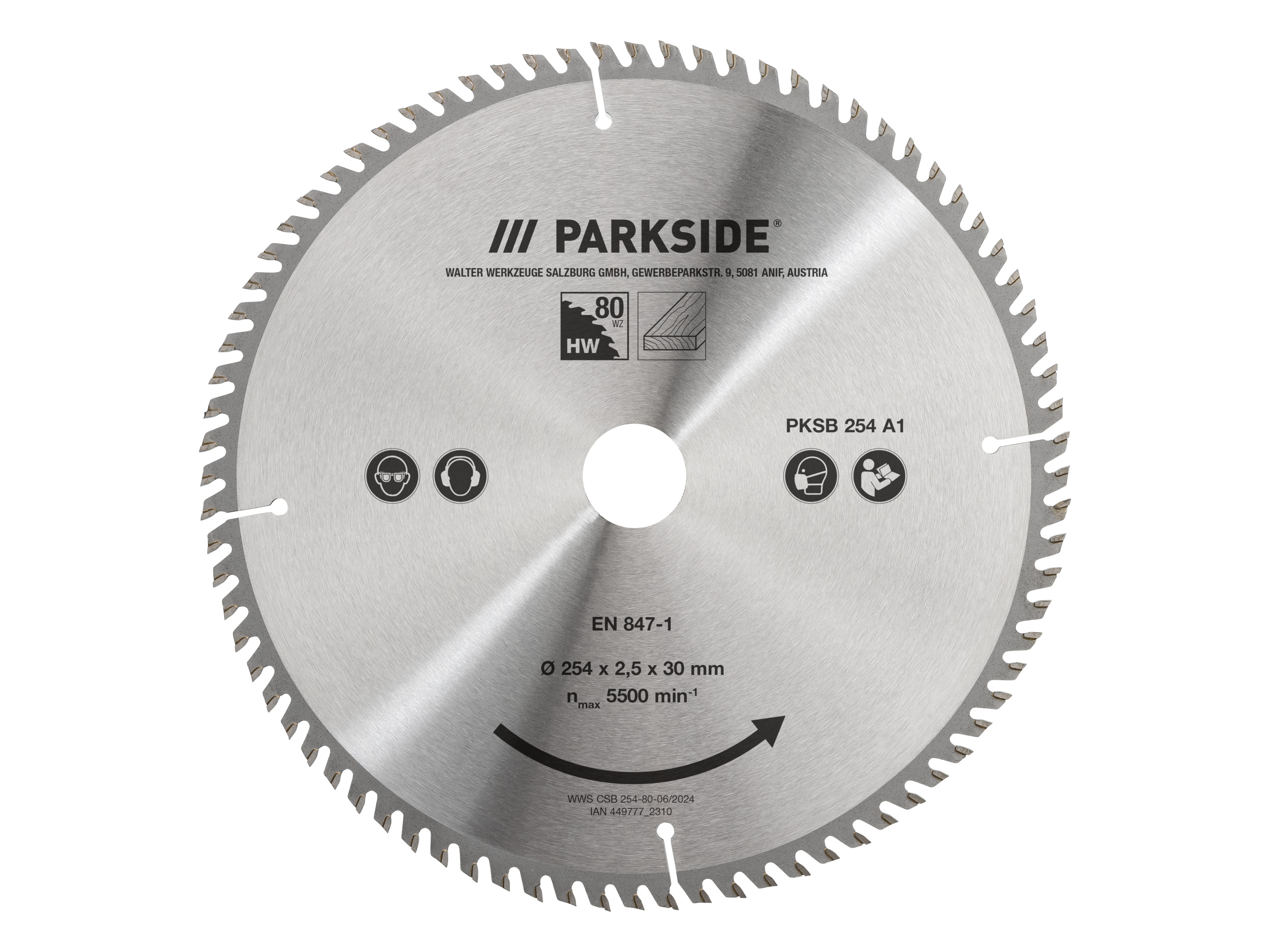Parkside Brzeszczot do piły tarczowej Pksb 254 A1, Ø 254 mm Tarcza do precyzyjnego cięcia drewna
