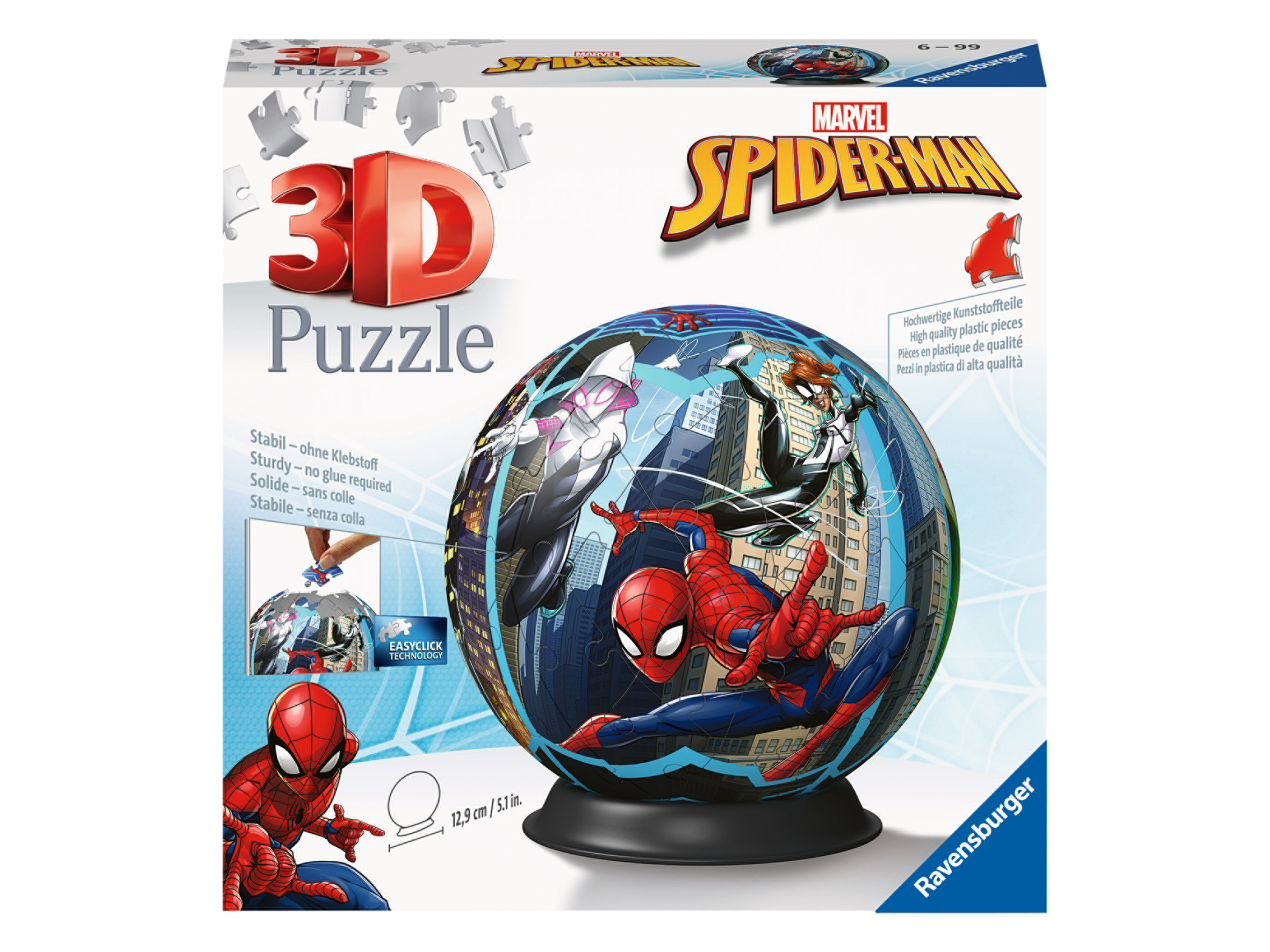 Ravensburger Puzzle 3D - piłka, ok. Ø 190 cm, 73 elementów Spiderman