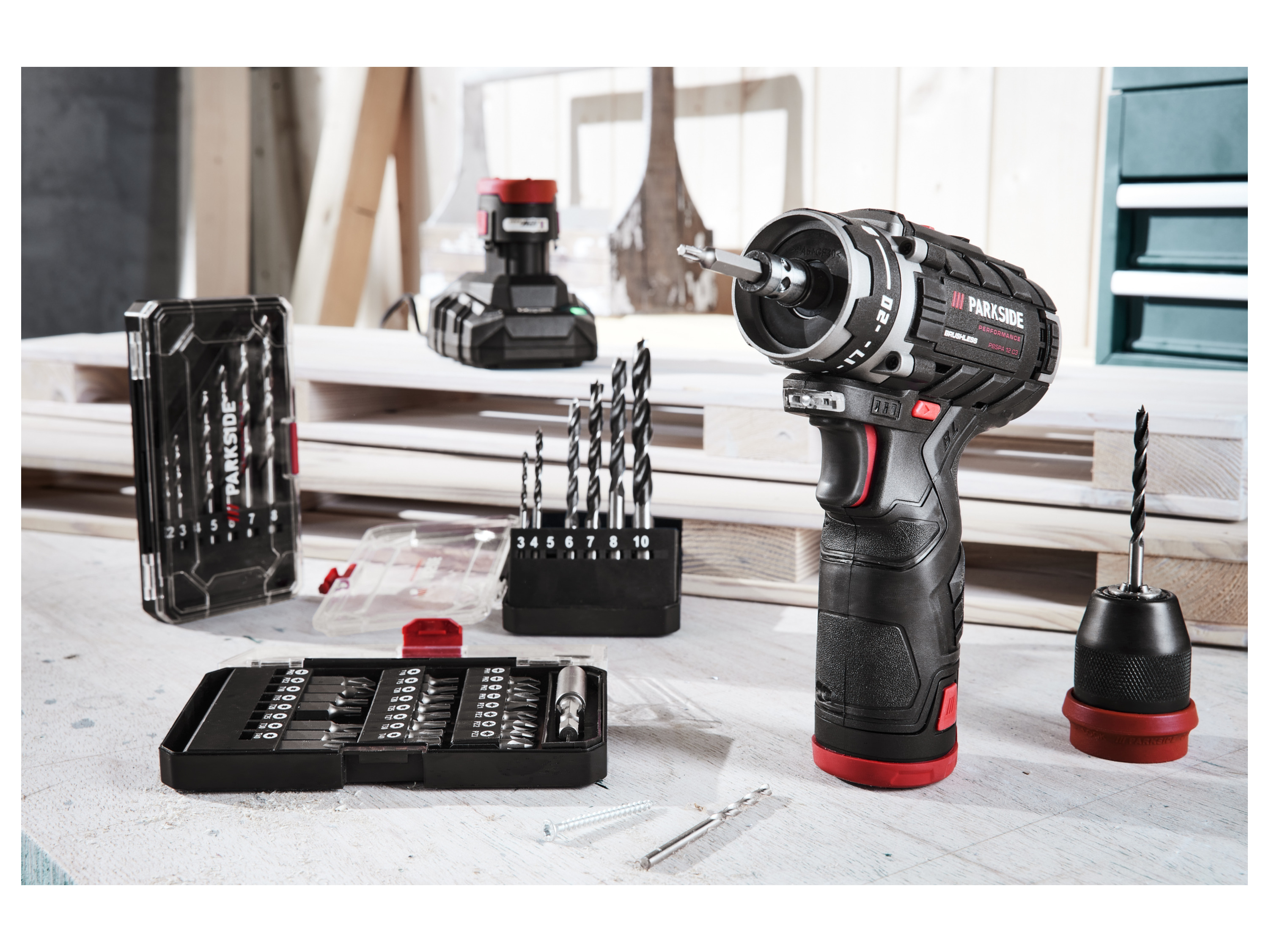 Parkside Performance Akumulatorowa wiertarkowkrętarka, 12 V, Pbspa 12 E4 z 2 akumulatorami i ładowarką