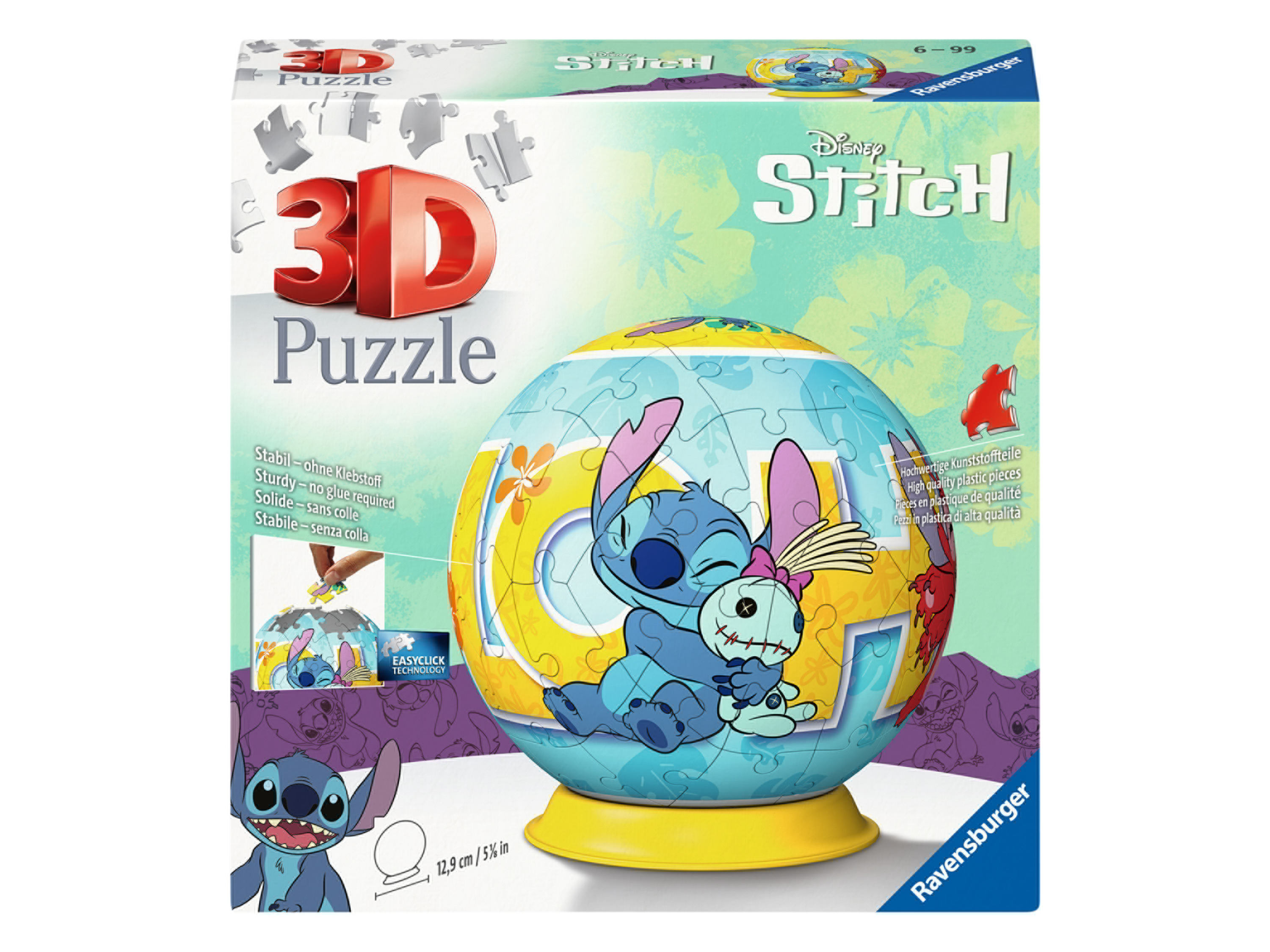 Ravensburger Puzzle 3D - piłka, ok. Ø 190 cm, 73 elementów Lilo & Stitch