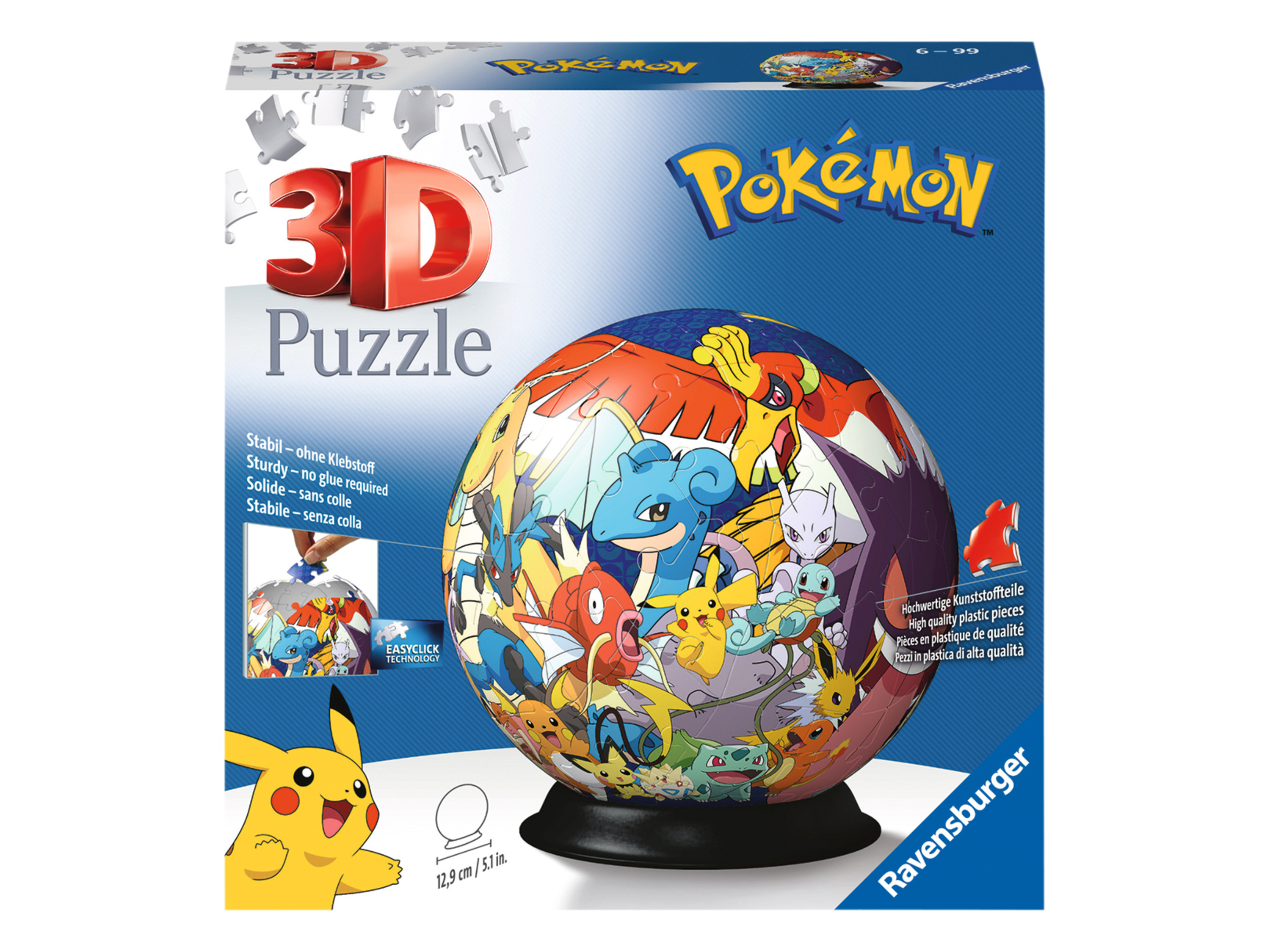 Ravensburger Puzzle 3D - piłka, ok. Ø 190 cm, 73 elementów Pokémon