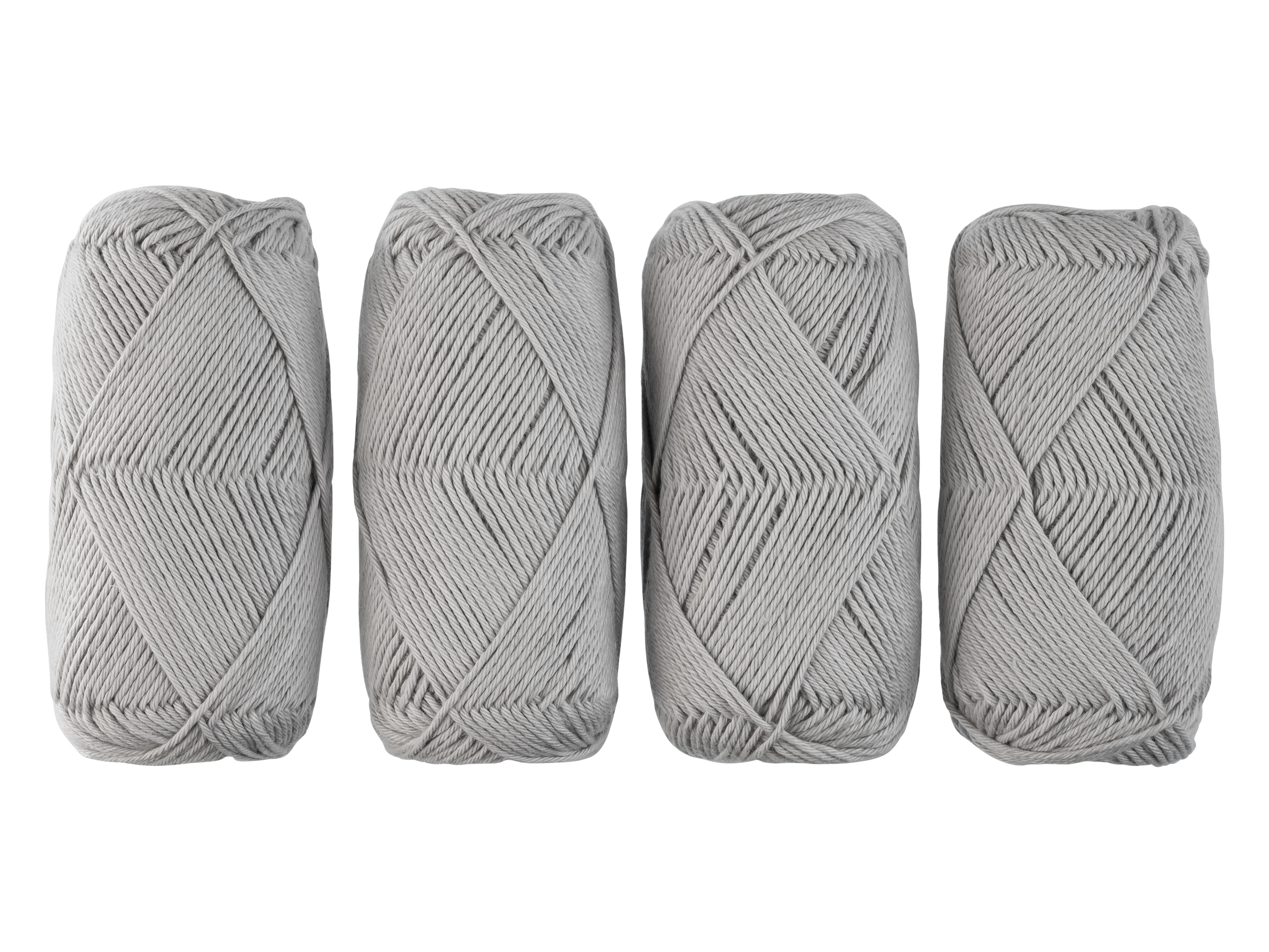 crelando Zestaw bawełnianej przędzy, 4 x 50 g Srebrny